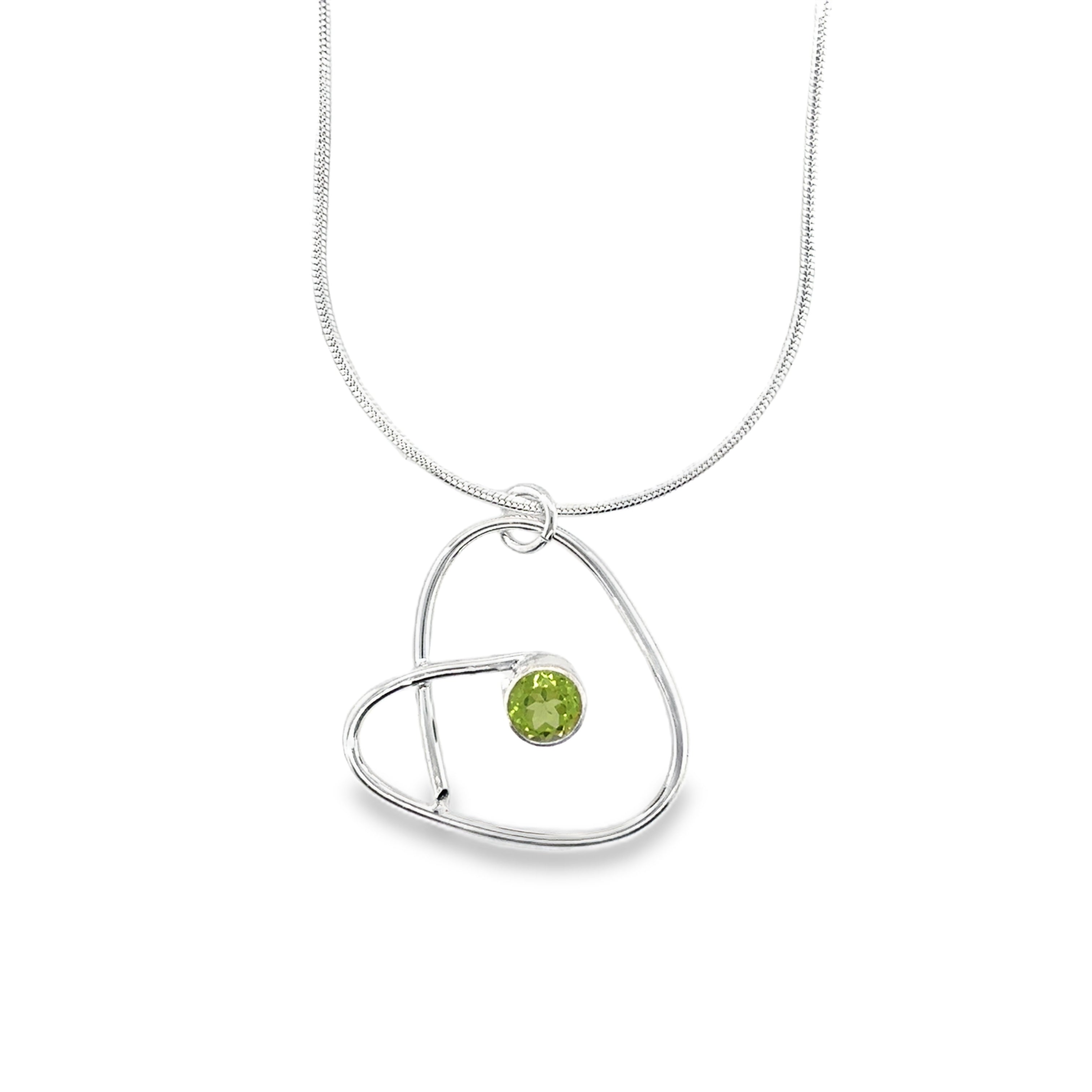 Faceted Peridot Sterling Silver Necklace