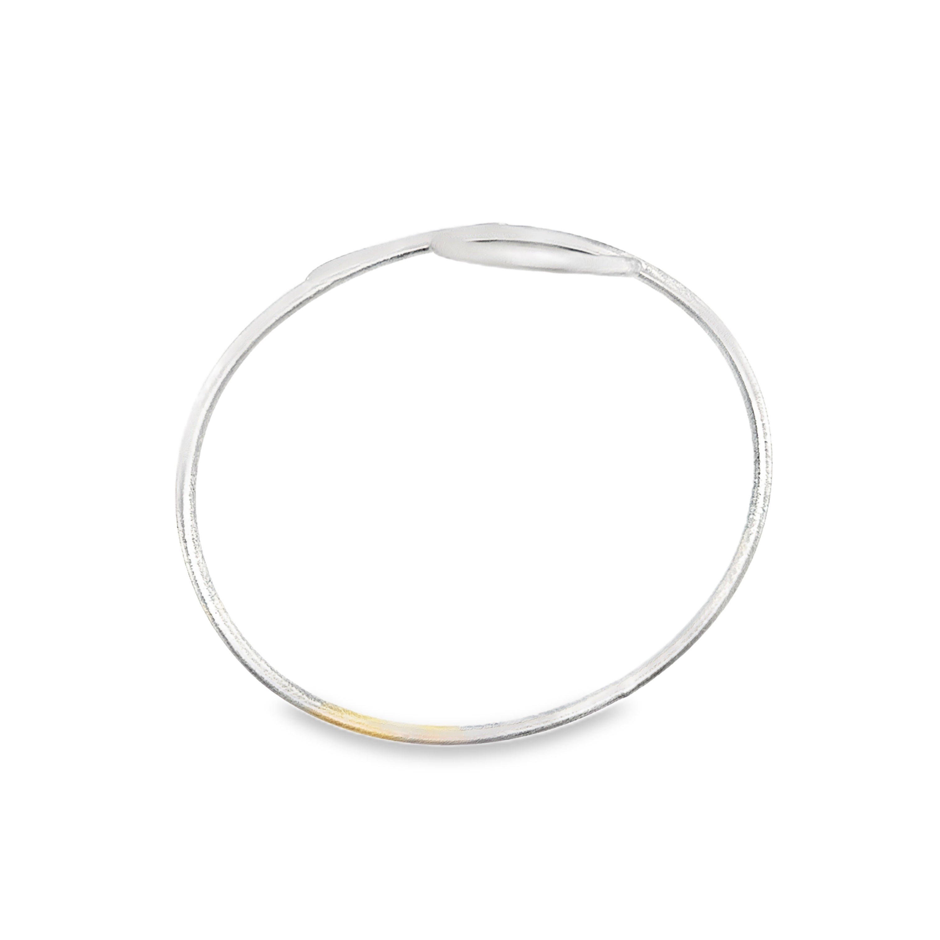 Silver Split oval bangle with a scratch matt finish