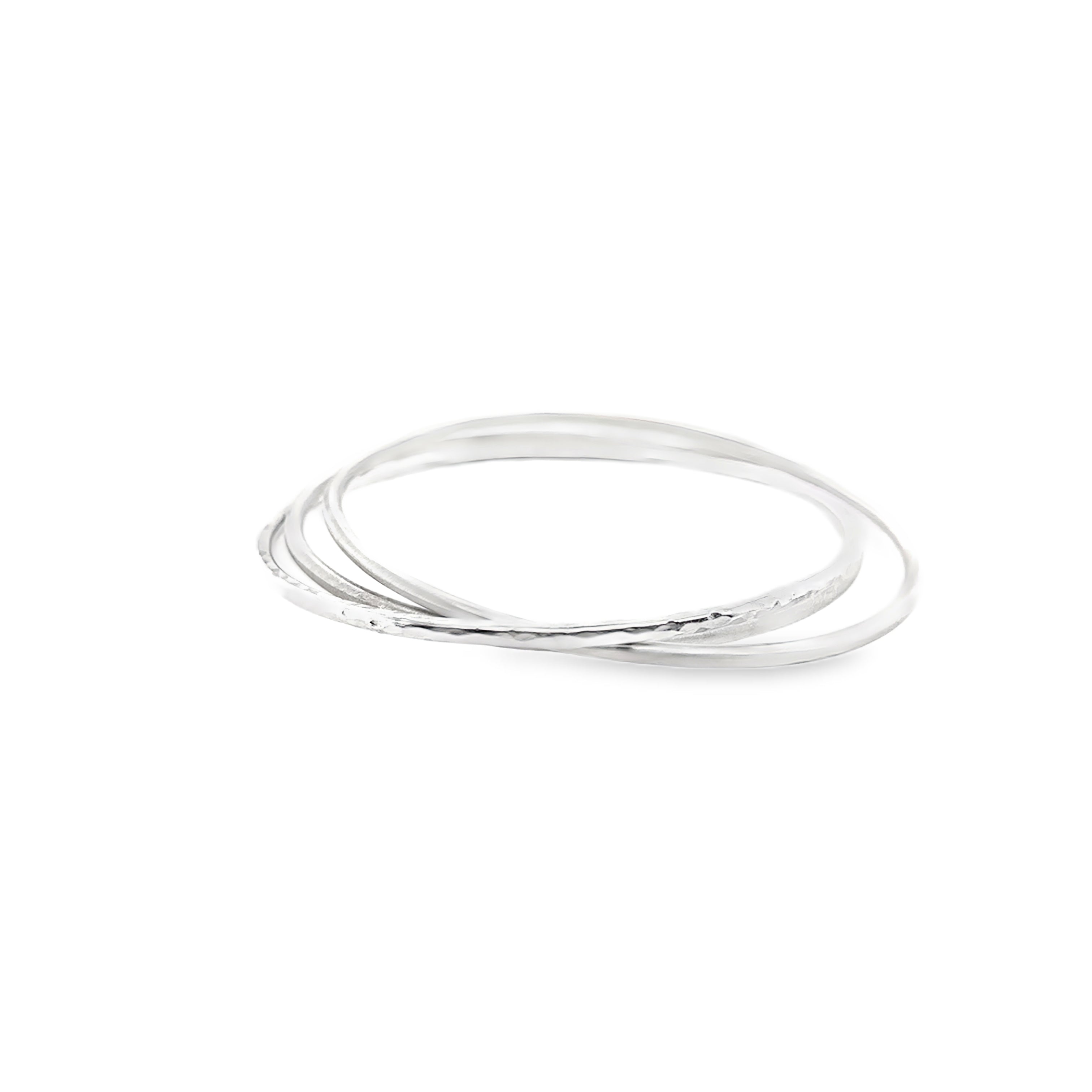 Triple round silver wire bangles