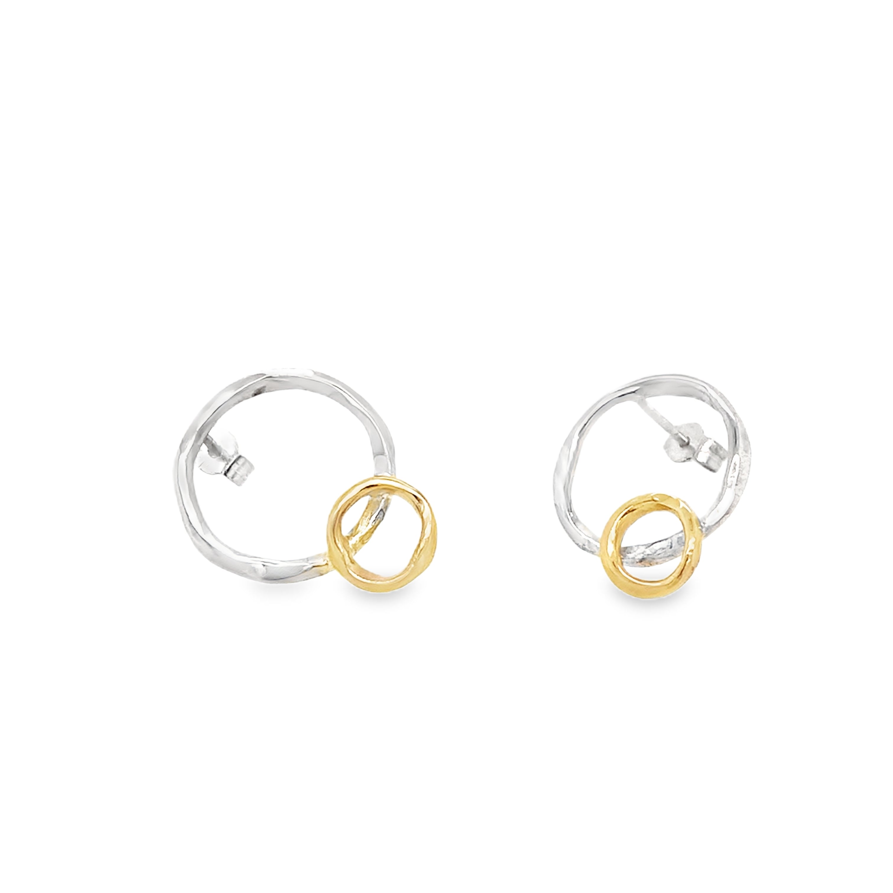 Textured wire in Silver and 9ct yellow gold Earrings