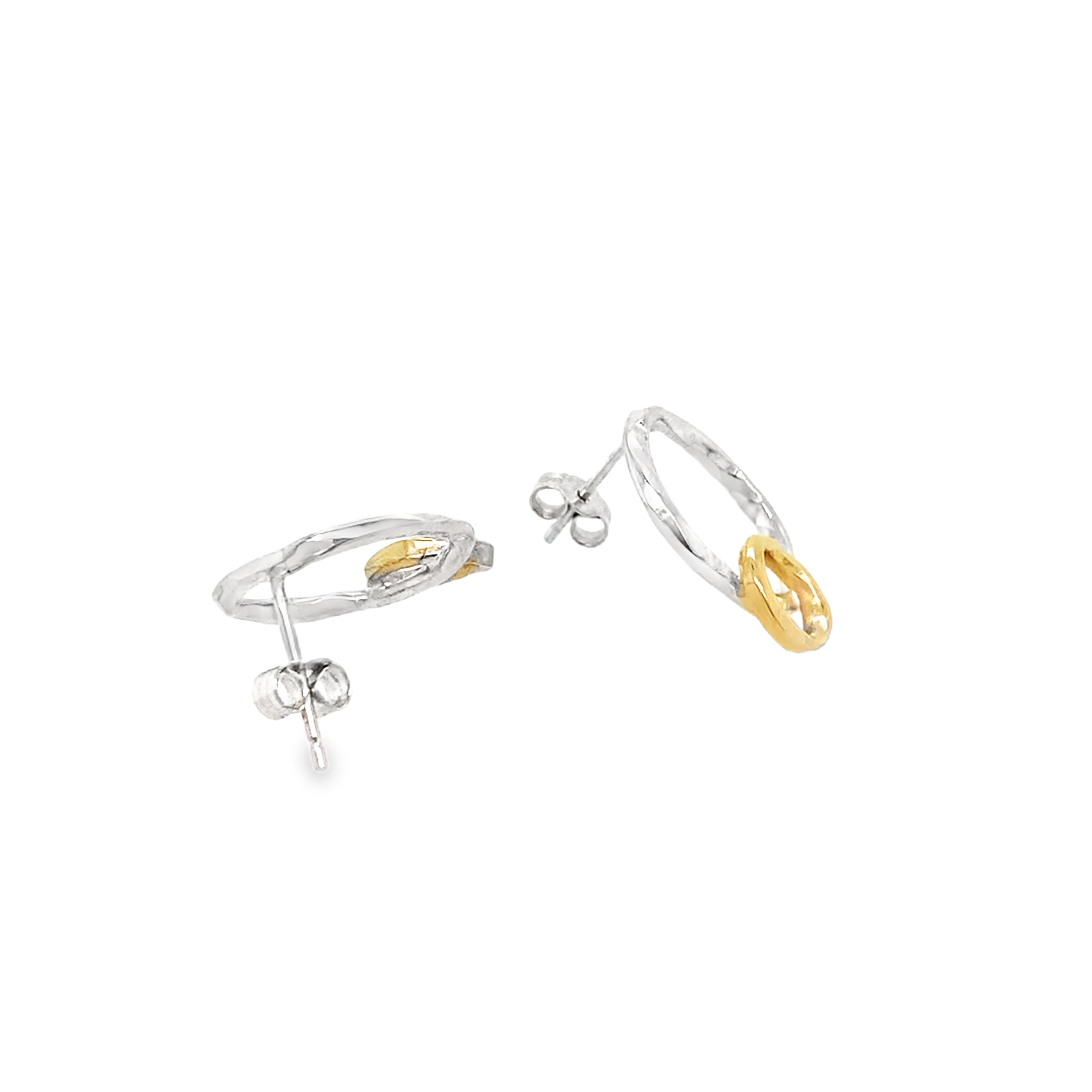 Textured wire in Silver and 9ct yellow gold Earrings
