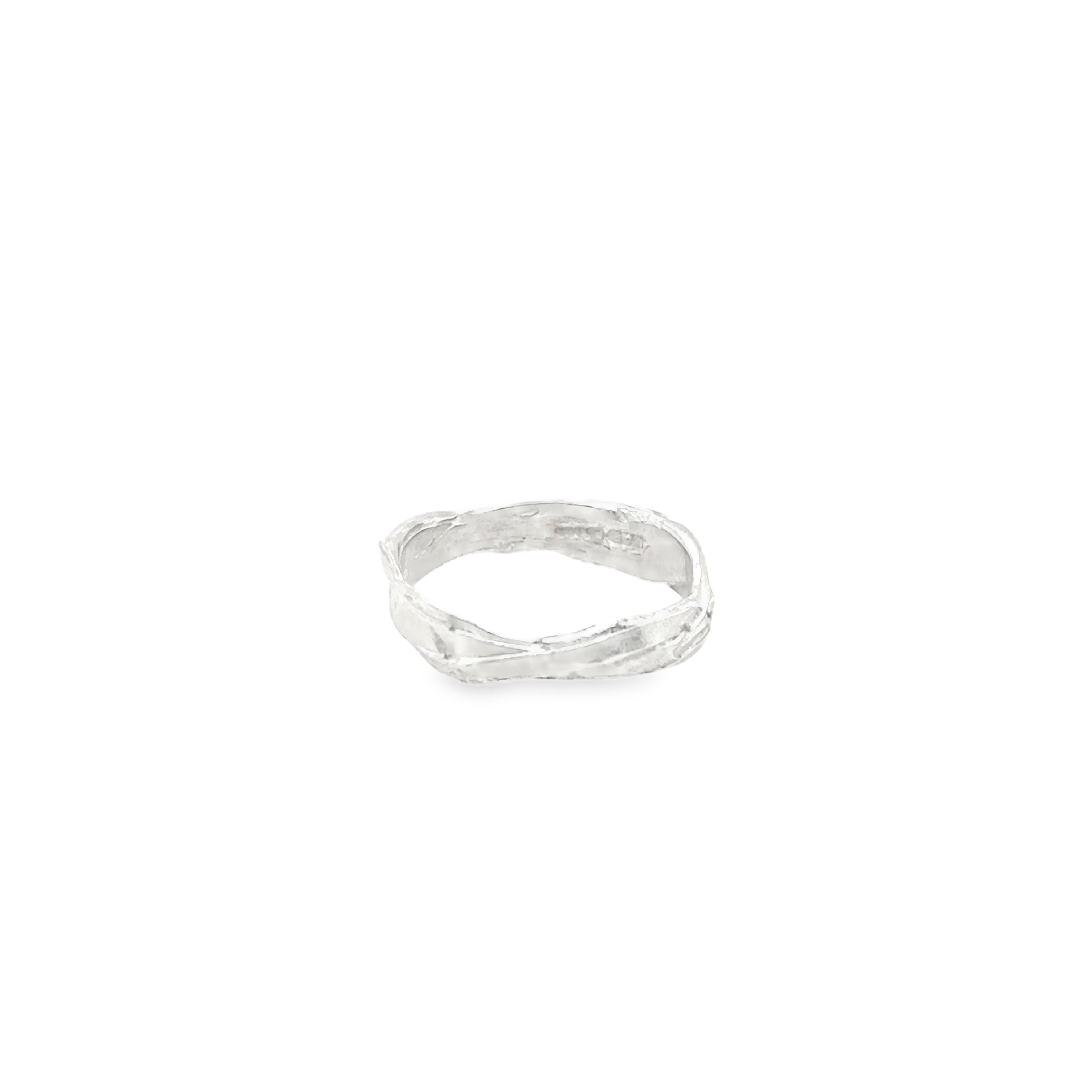 narrow ribbon silver ring