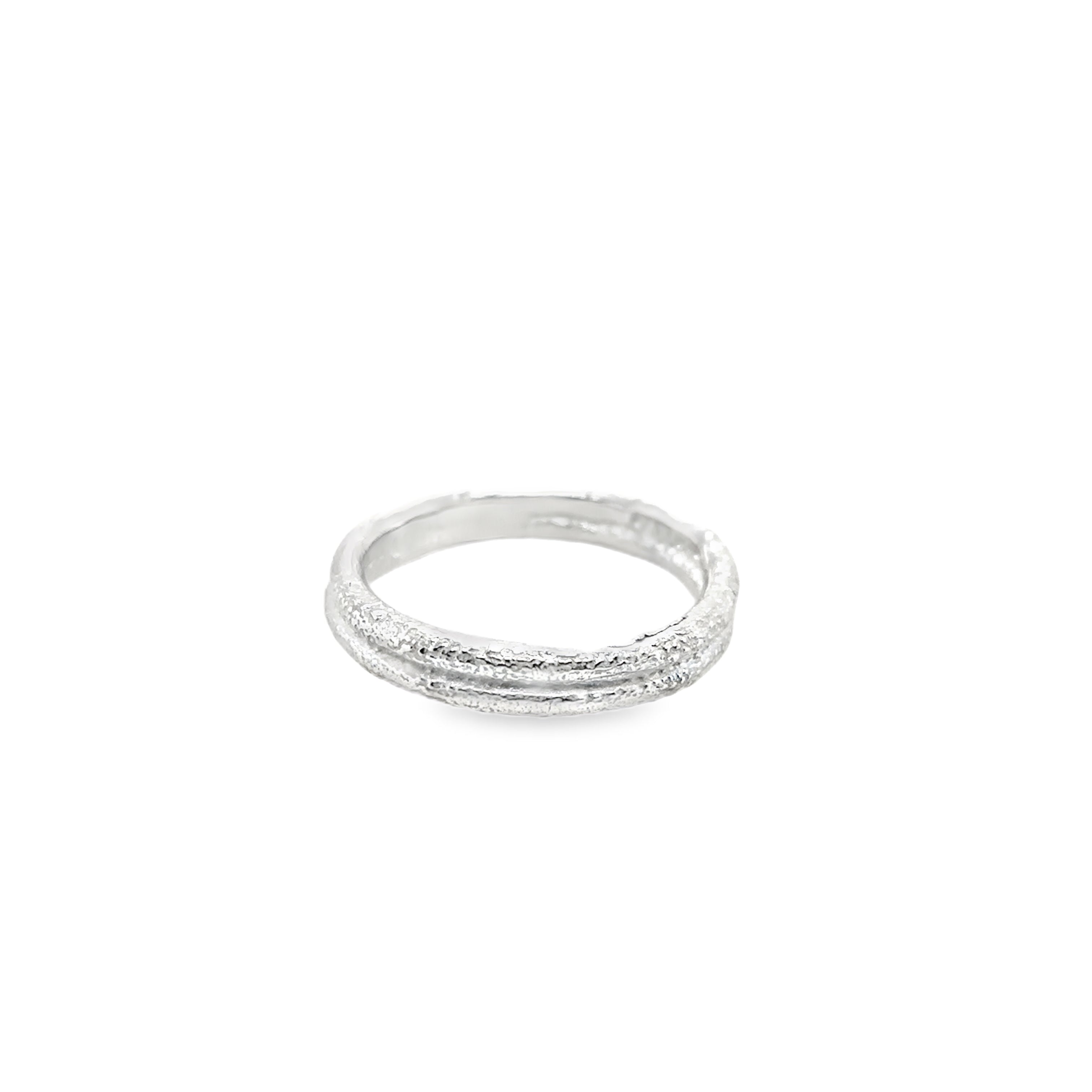 Double melted band silver ring