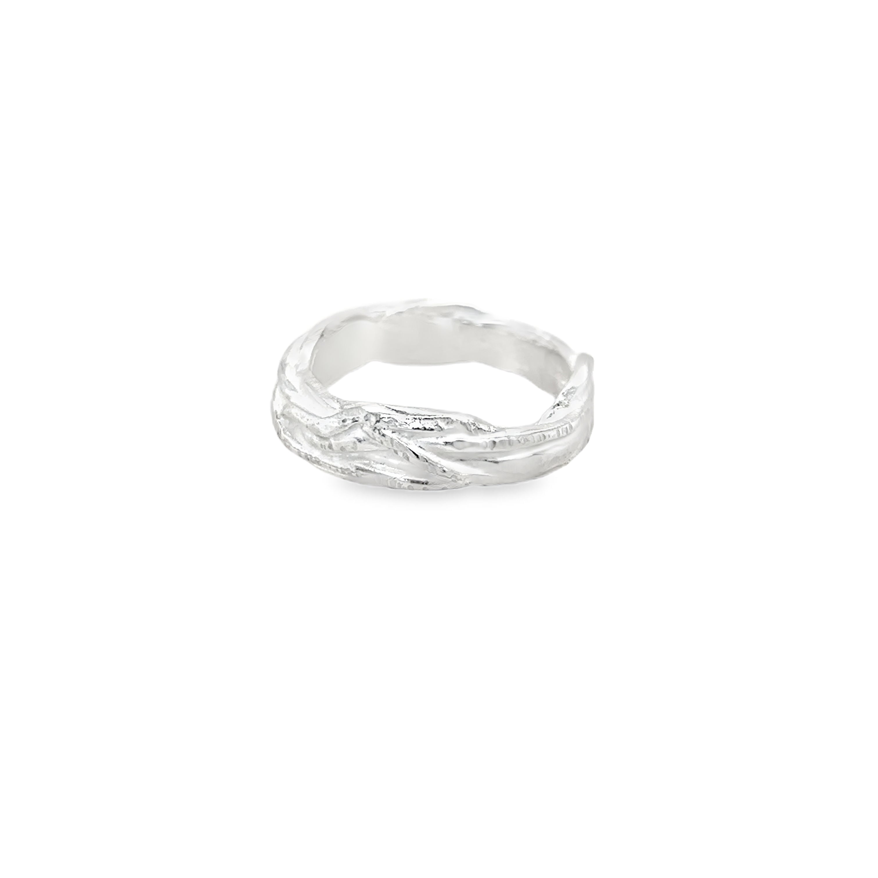 Wide wire silver ring