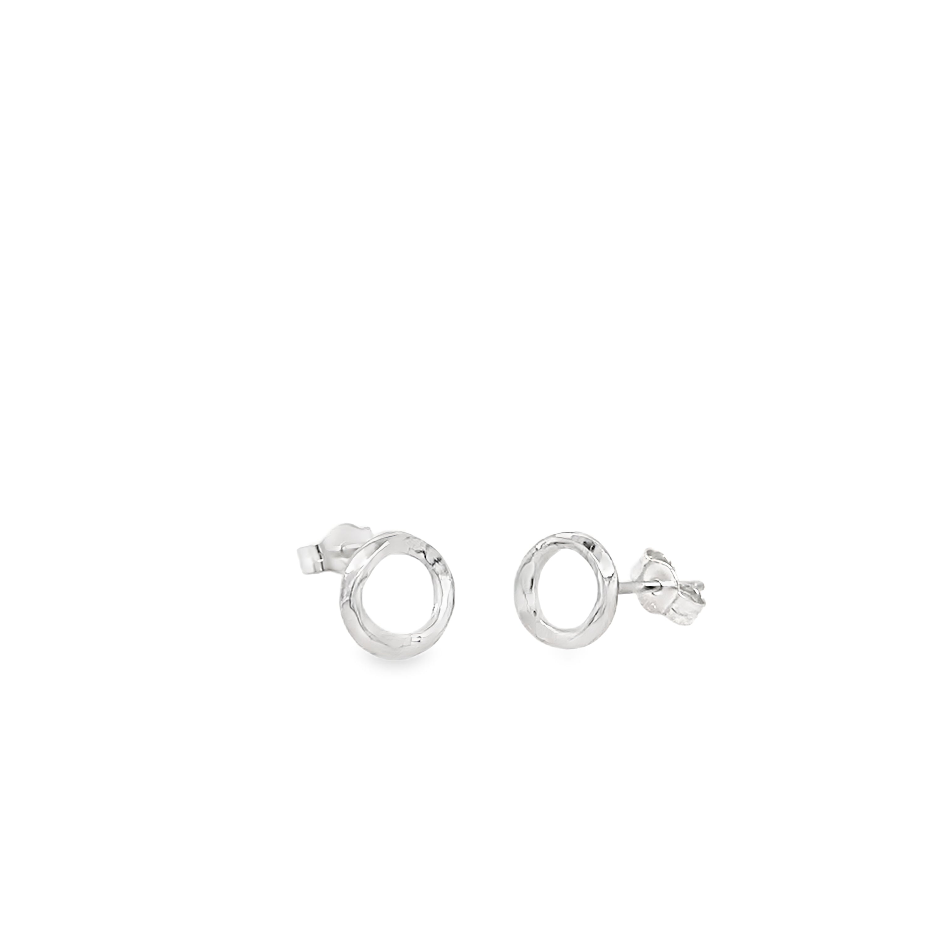 textured sterling silver wire Circle Studs