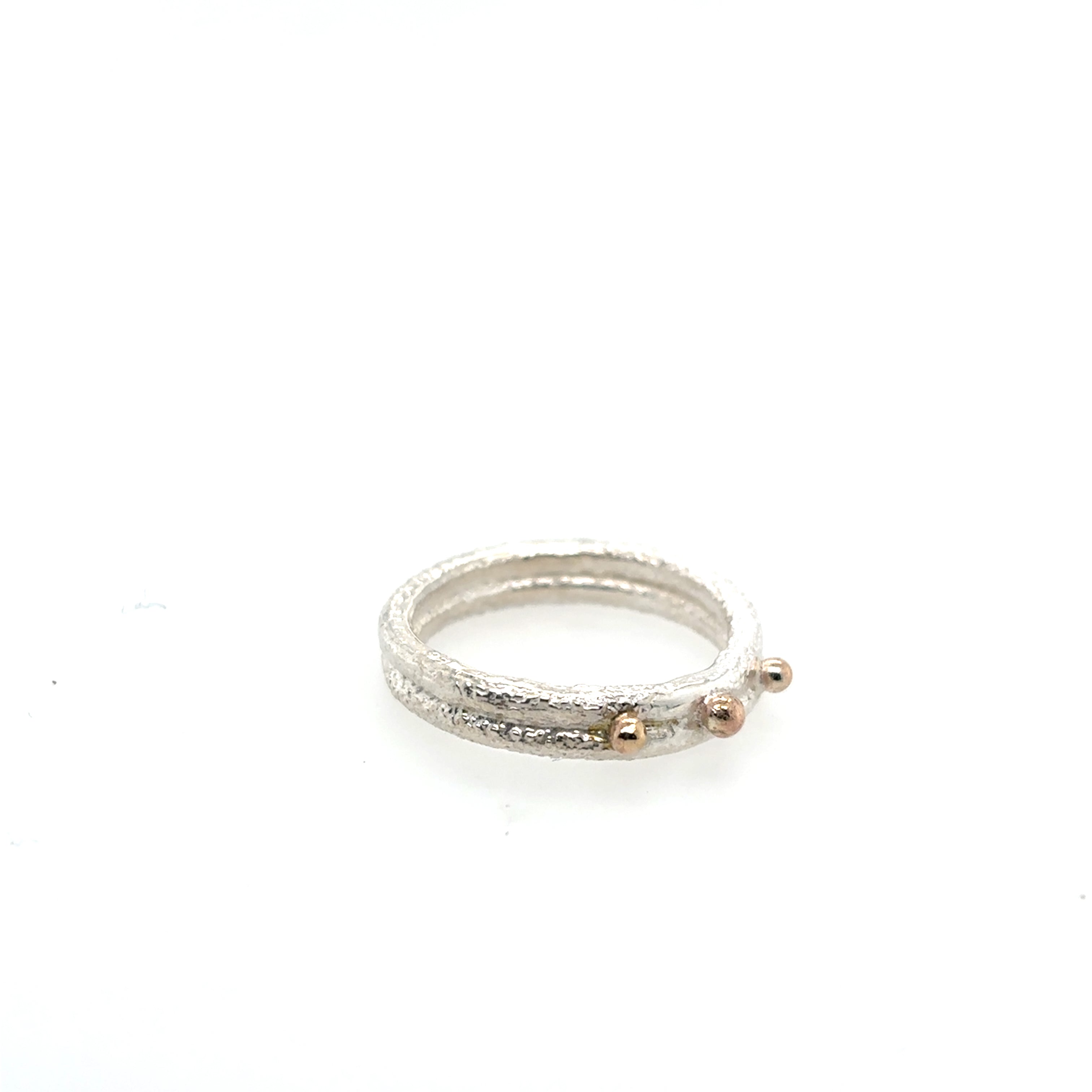 Double melted band silver ring