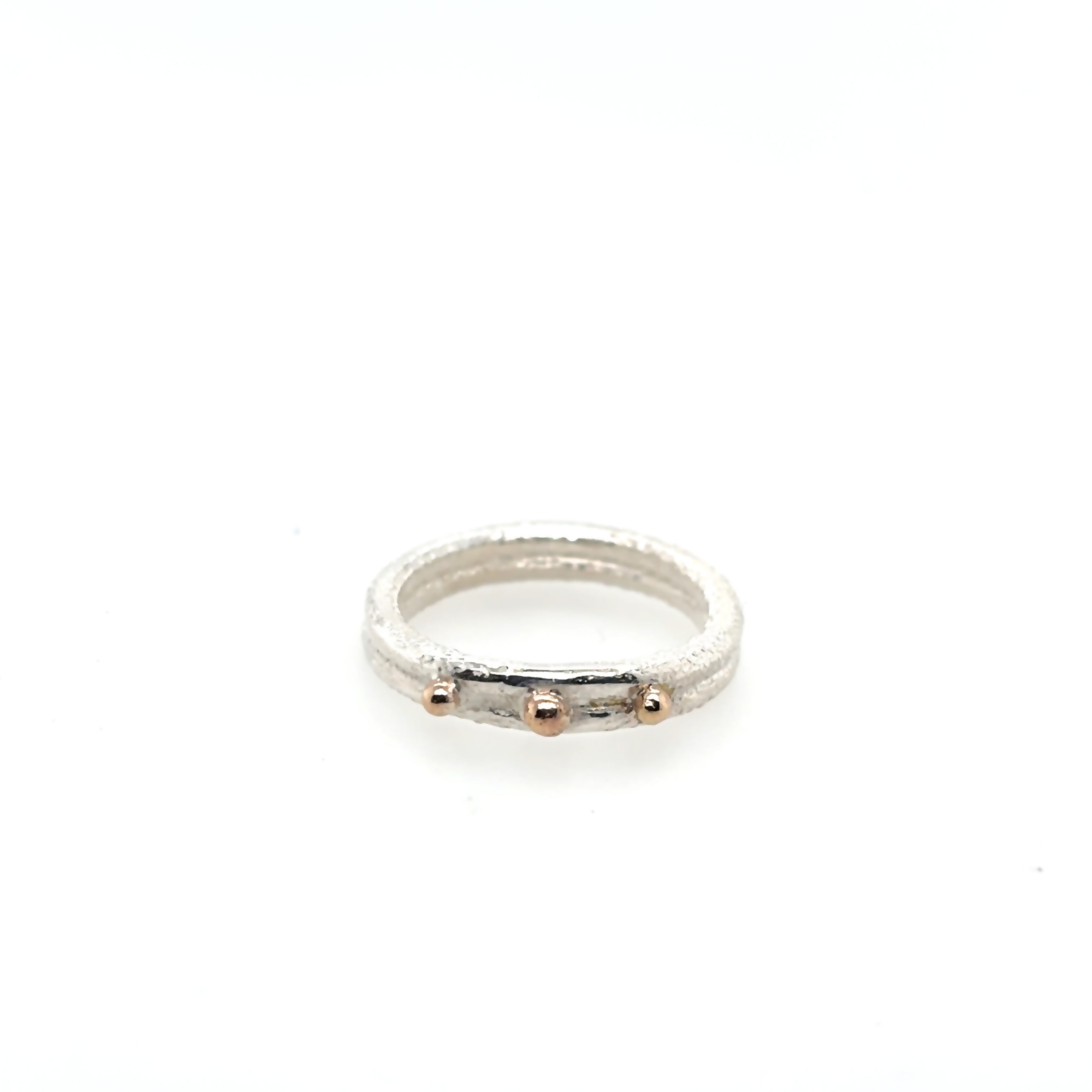 Double melted band silver ring