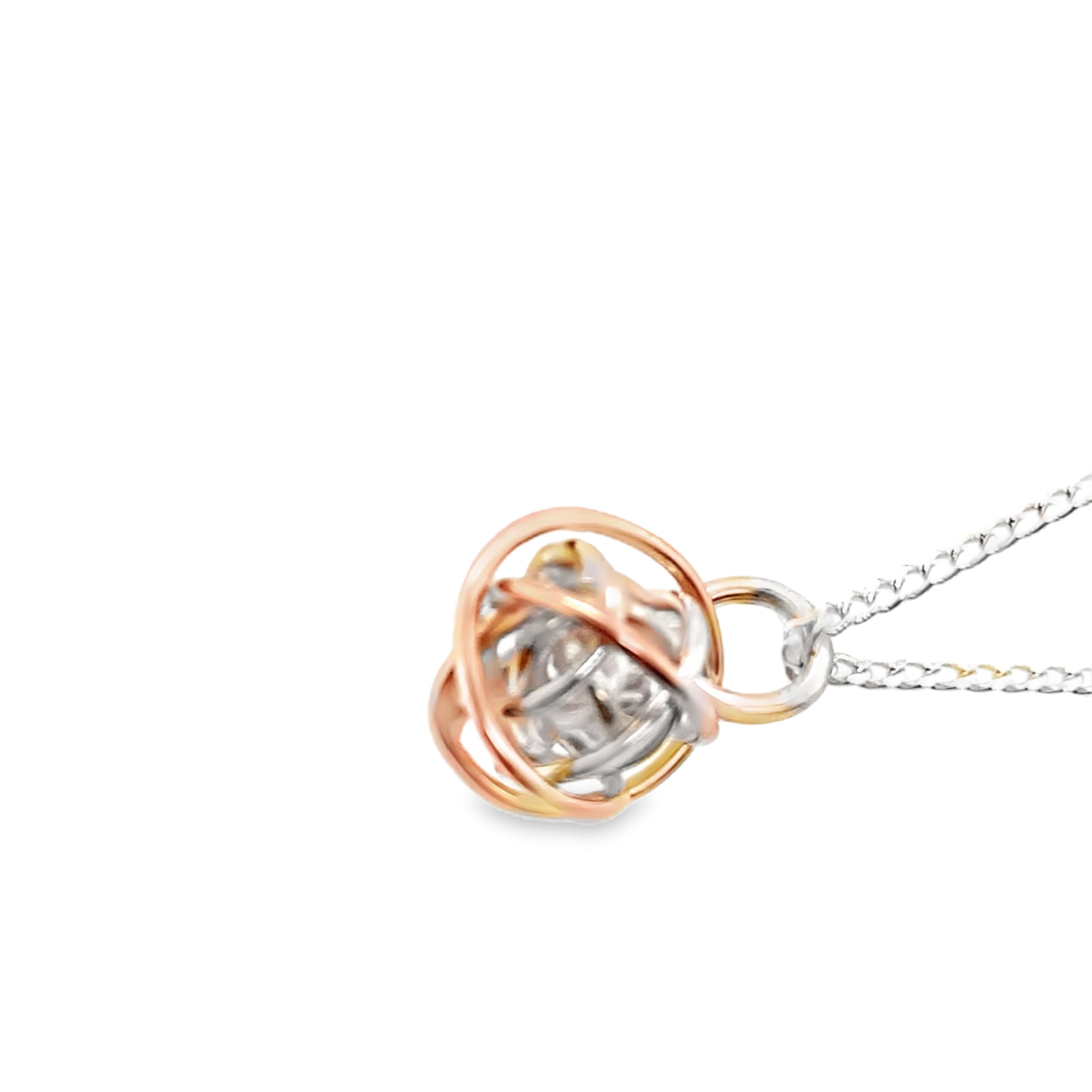 Simple Ball Pendant silver and Rose Gold Necklace