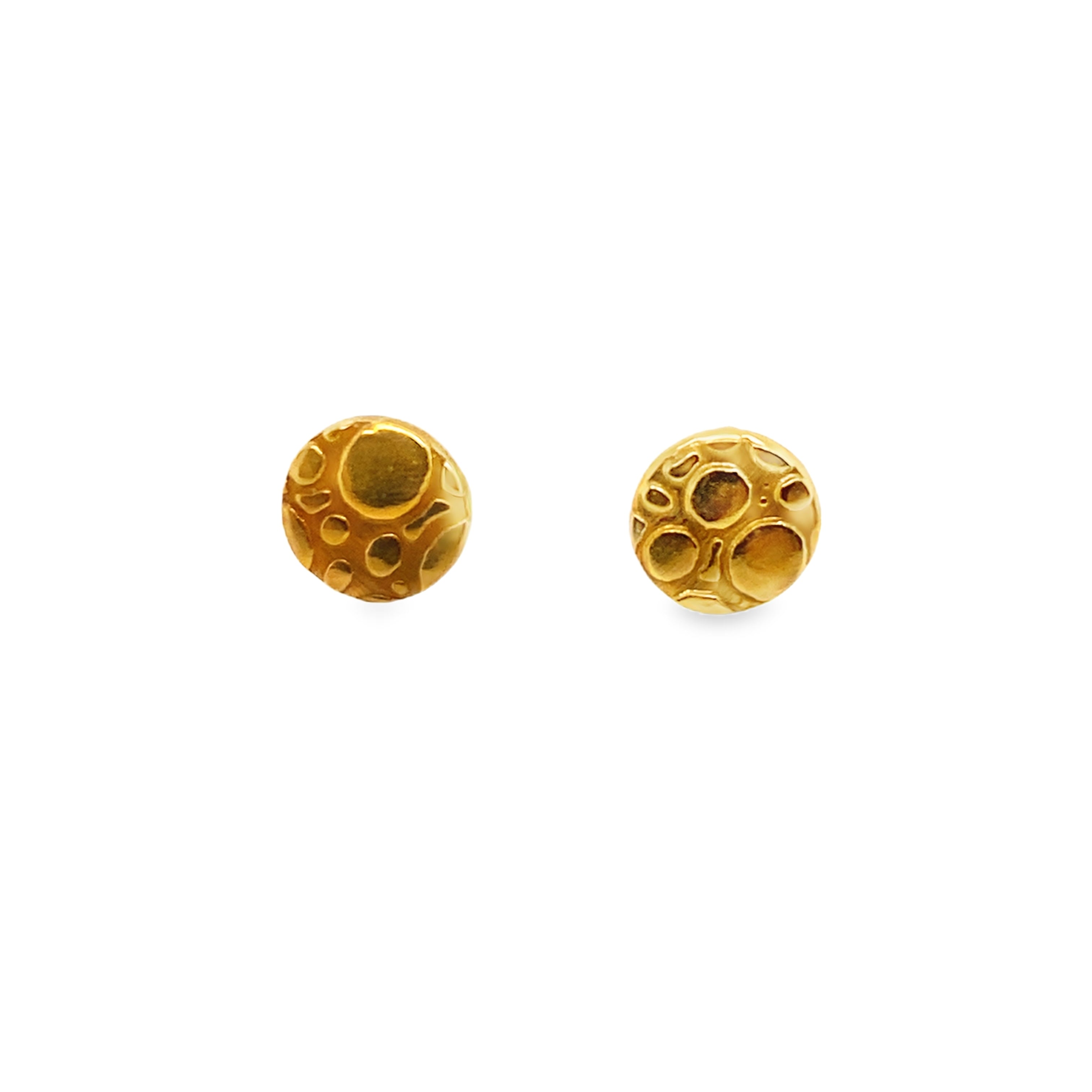 "Under The Sea" Gold Plated Flat Round Stud Earrings