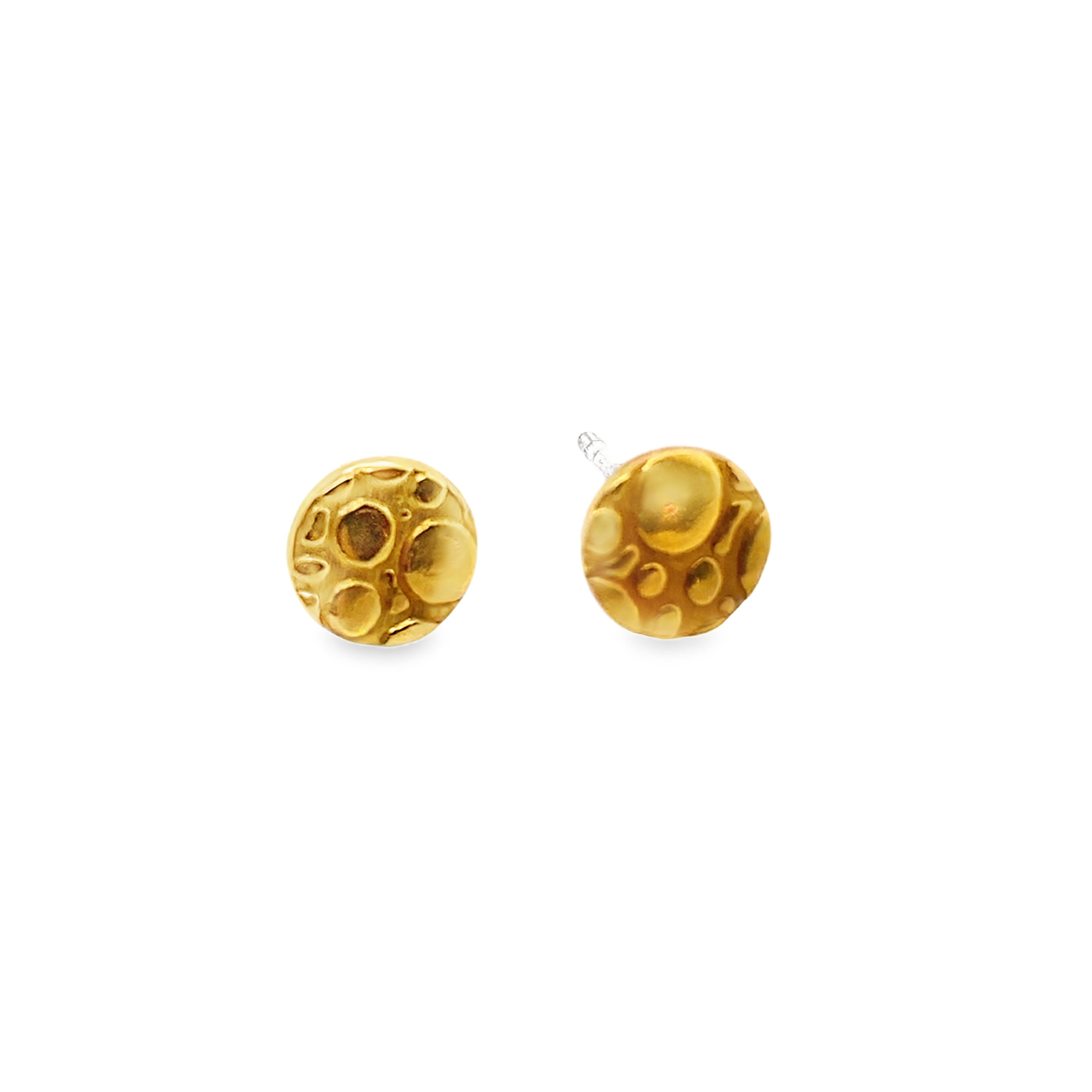 "Under The Sea" Gold Plated Flat Round Stud Earrings