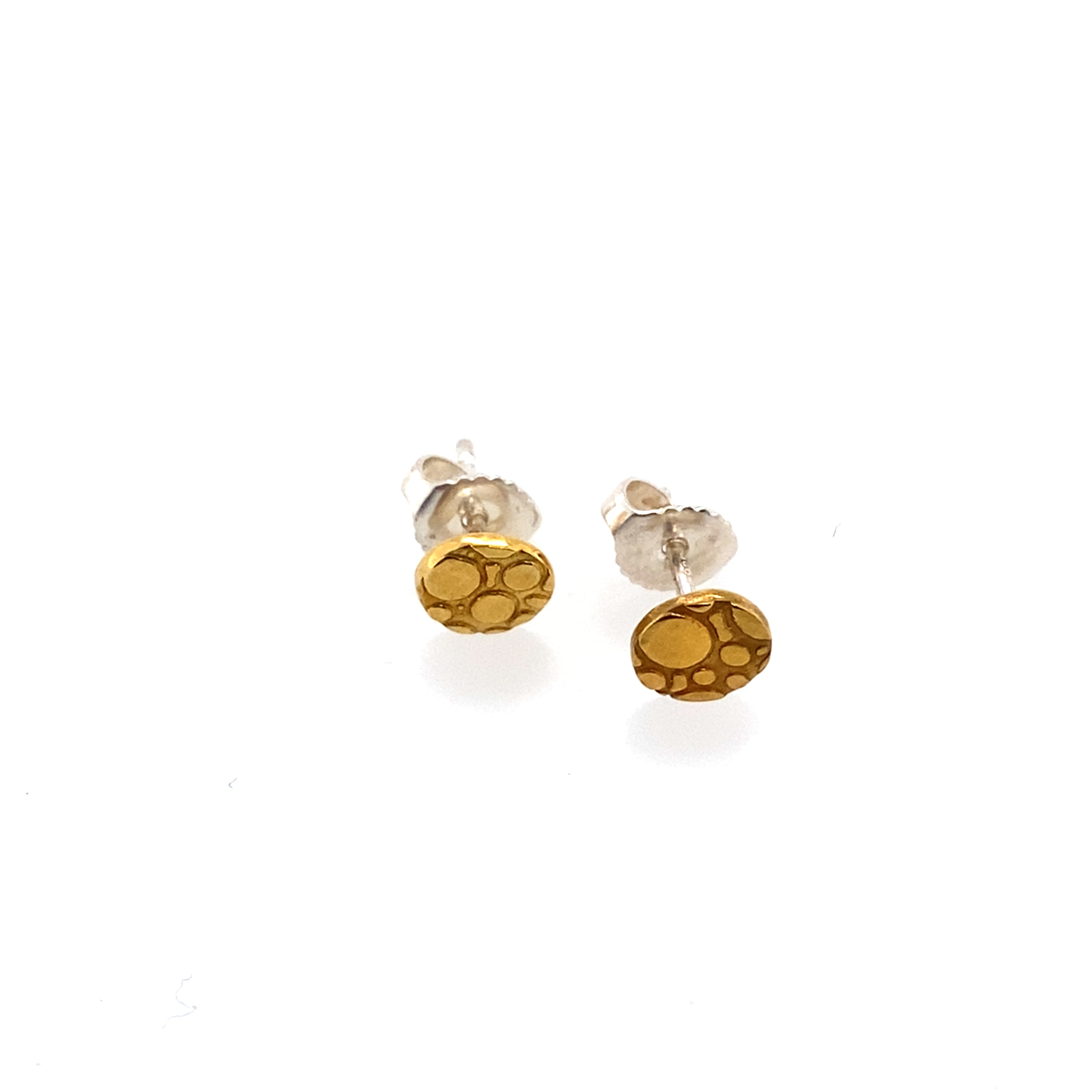 "Under The Sea" Gold Plated Flat Round Stud Earrings