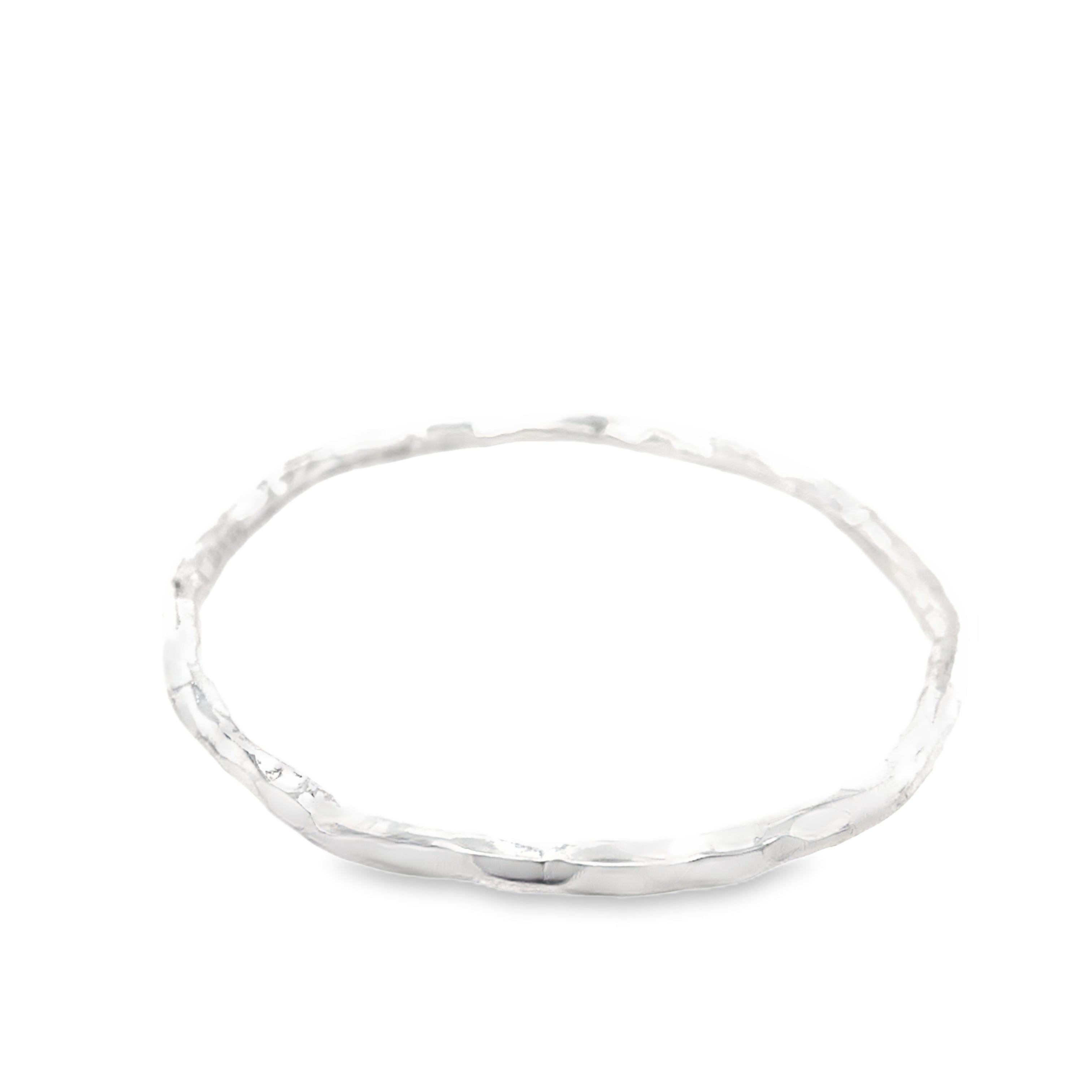 Solid silver made from organic textured wire bangle
