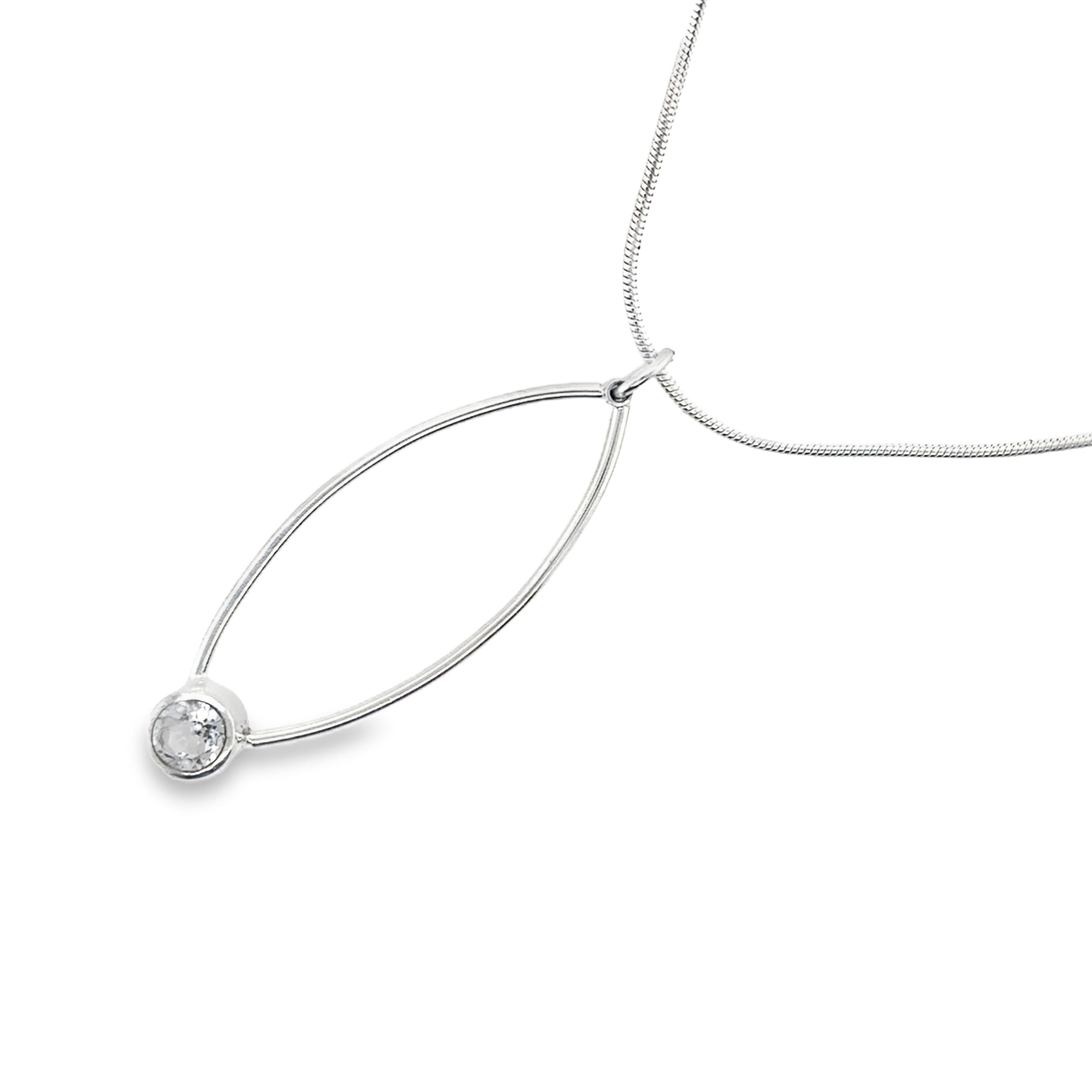 White topaz stone silver wrap necklace
