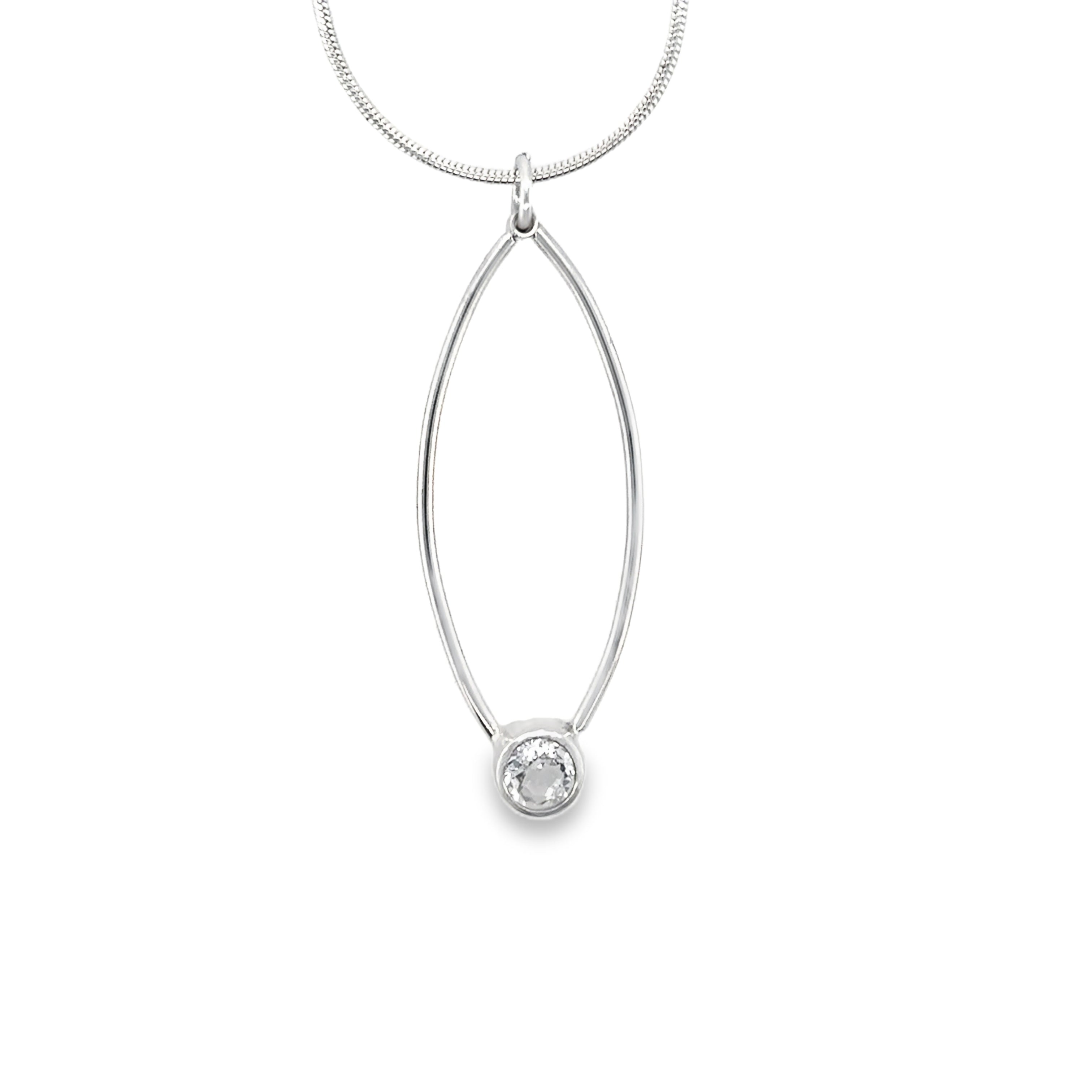 White topaz stone silver wrap necklace