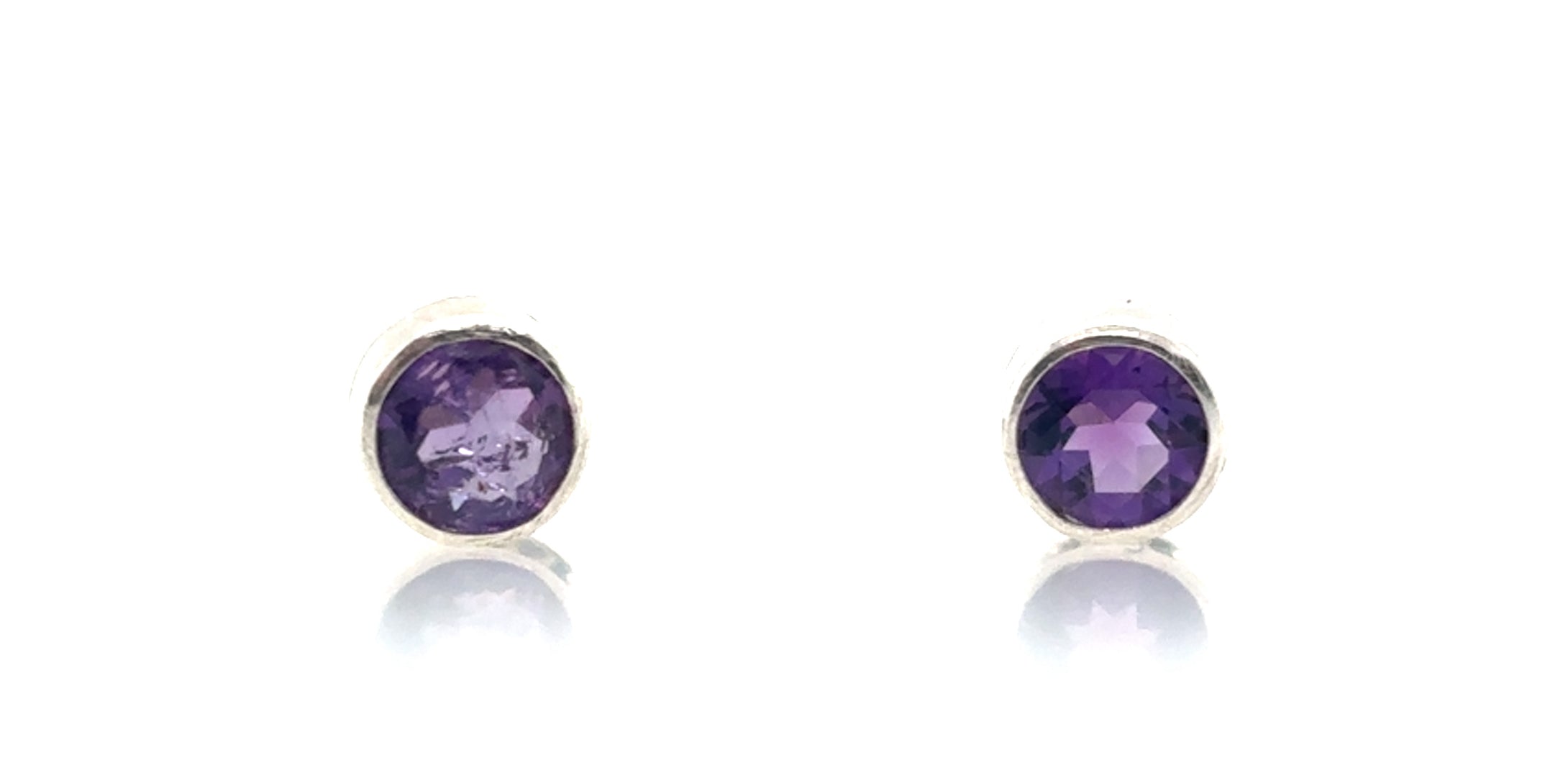 5mm Faceted amethyst stones silver studs