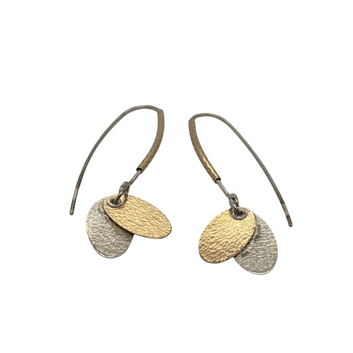 Silver & 14ct gold filled 2 oval earrings