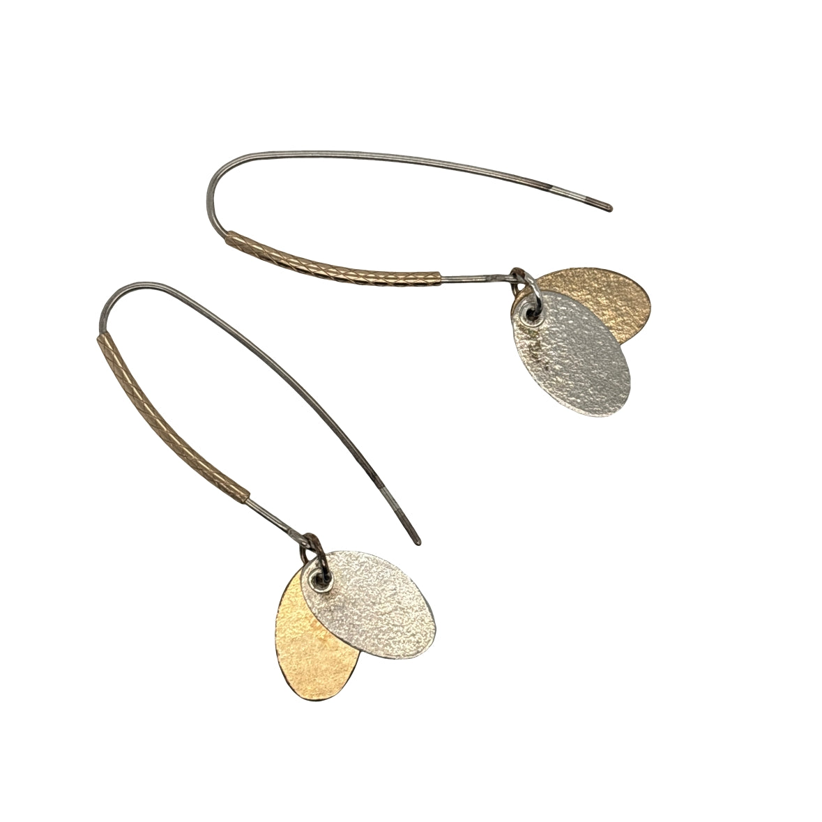 Silver & 14ct gold filled 2 oval earrings
