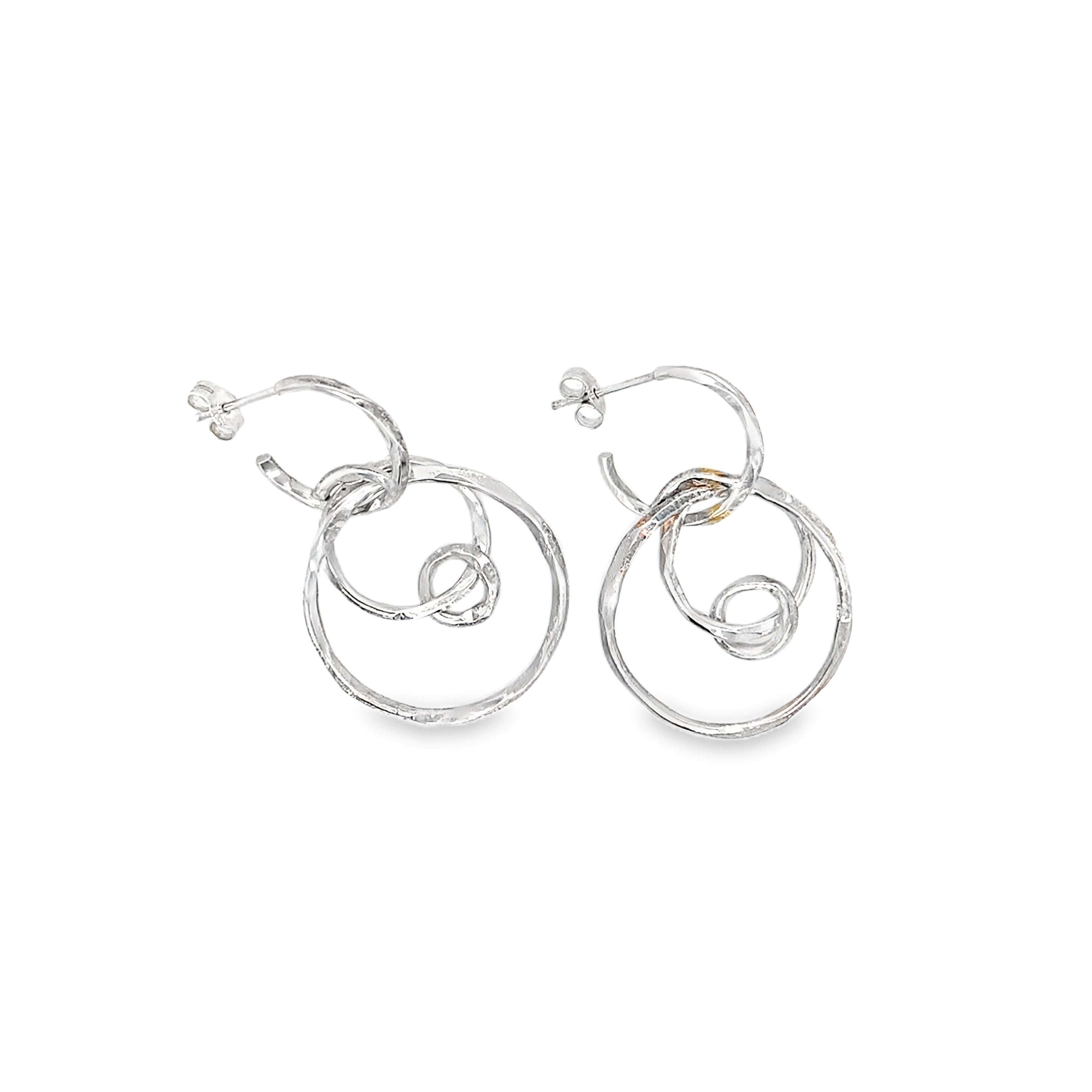 Circle Silver textured Earrings