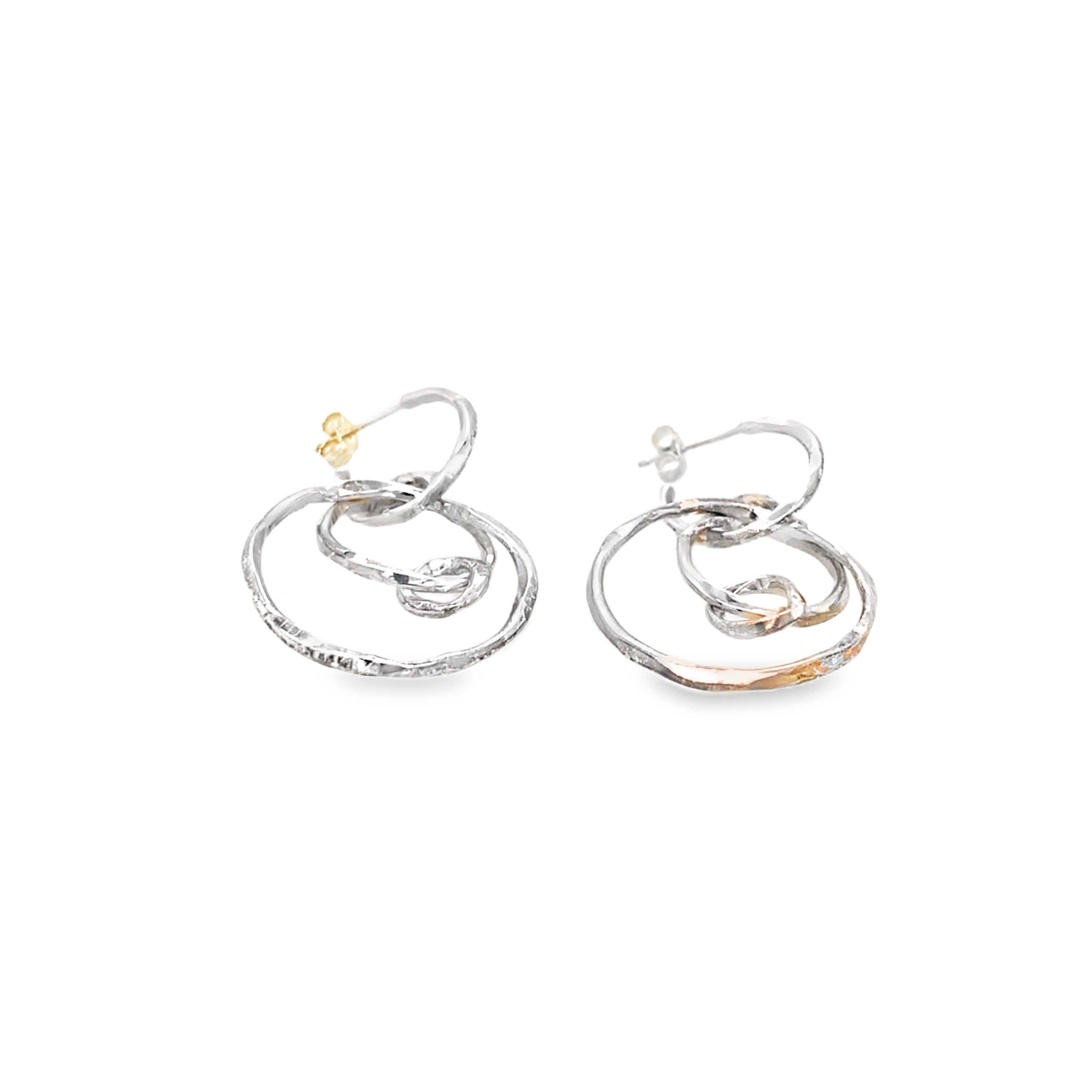 Circle Silver textured Earrings