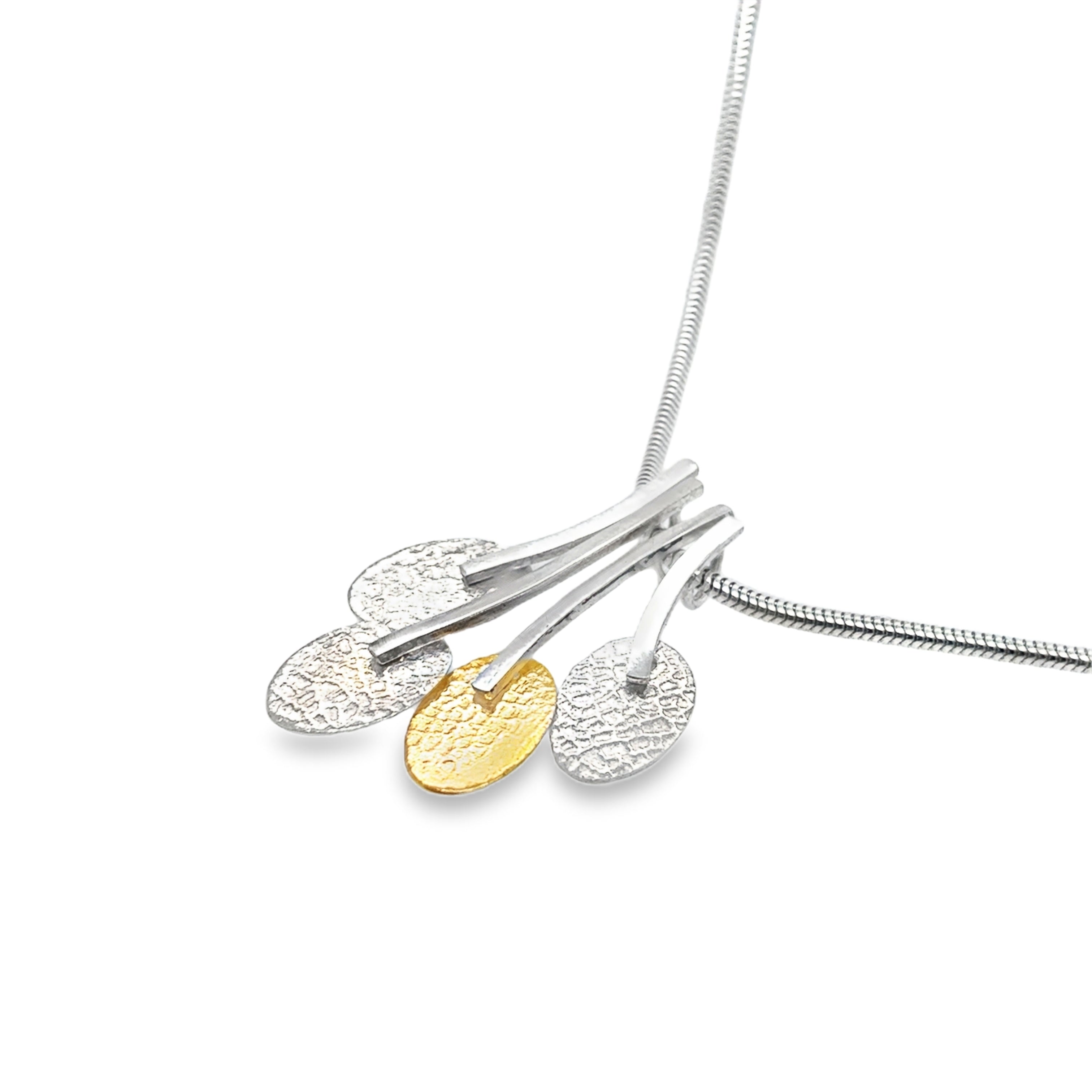 Silver & 14ct gold filled 4 oval pendant