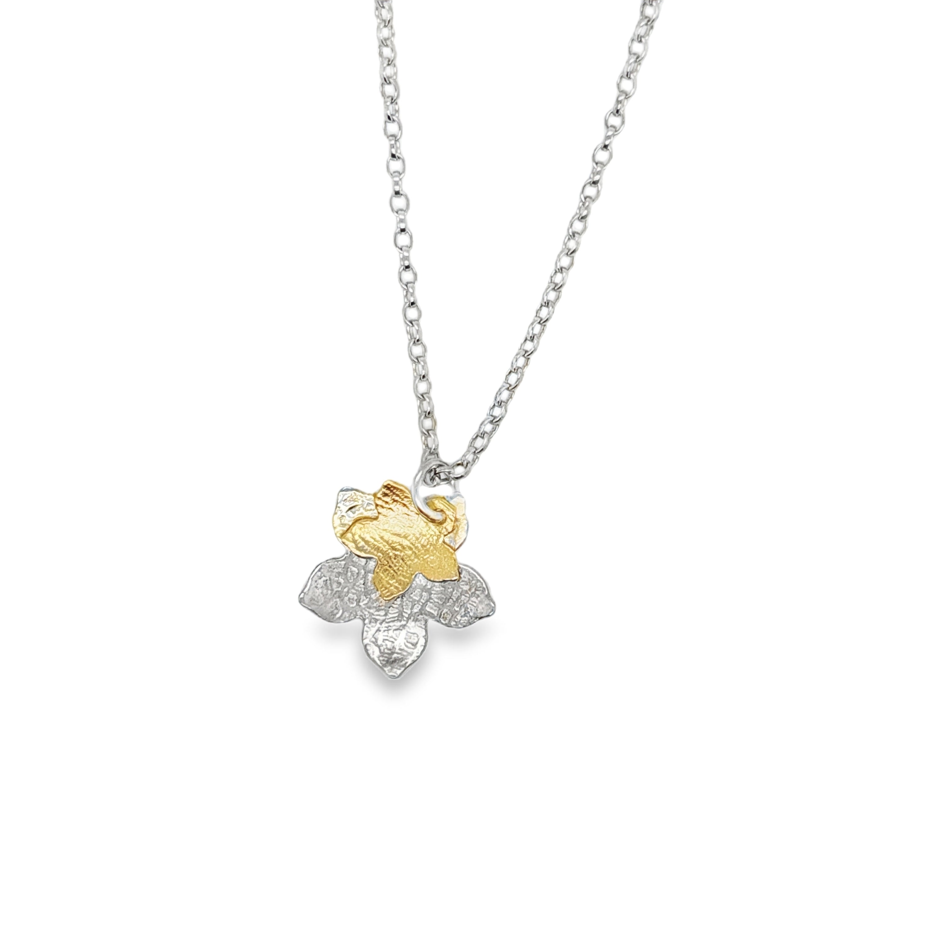 Silver & 14ct gold filled double 5 petal pendant