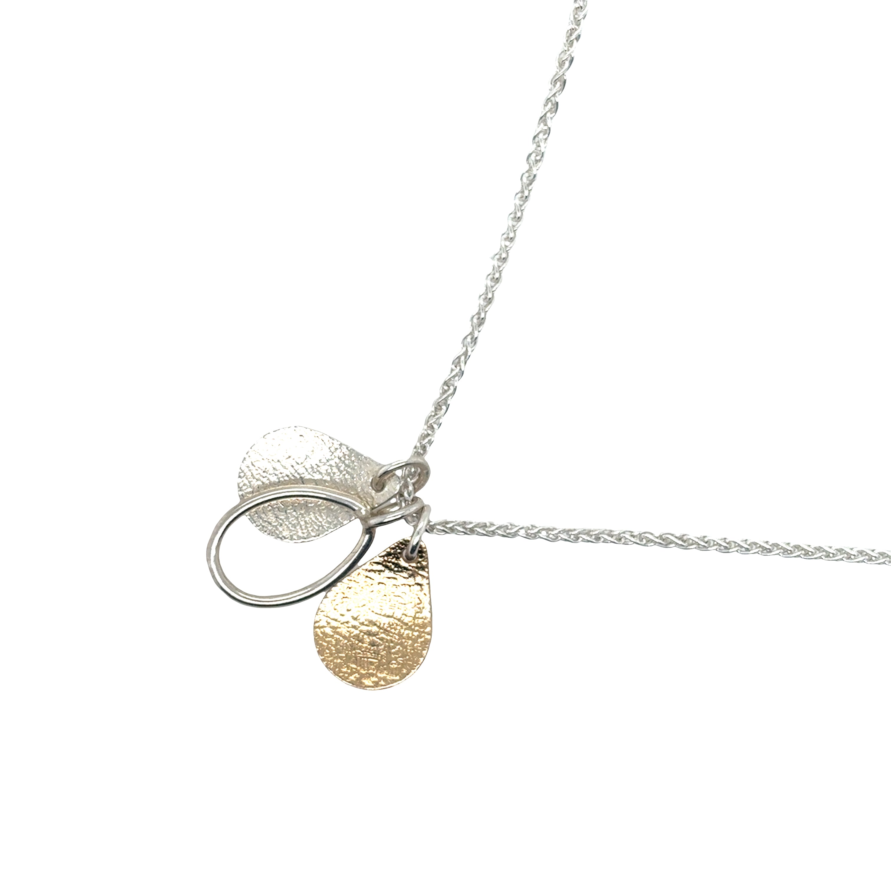 Silver & 14ct gold filled pear shape triple pendant