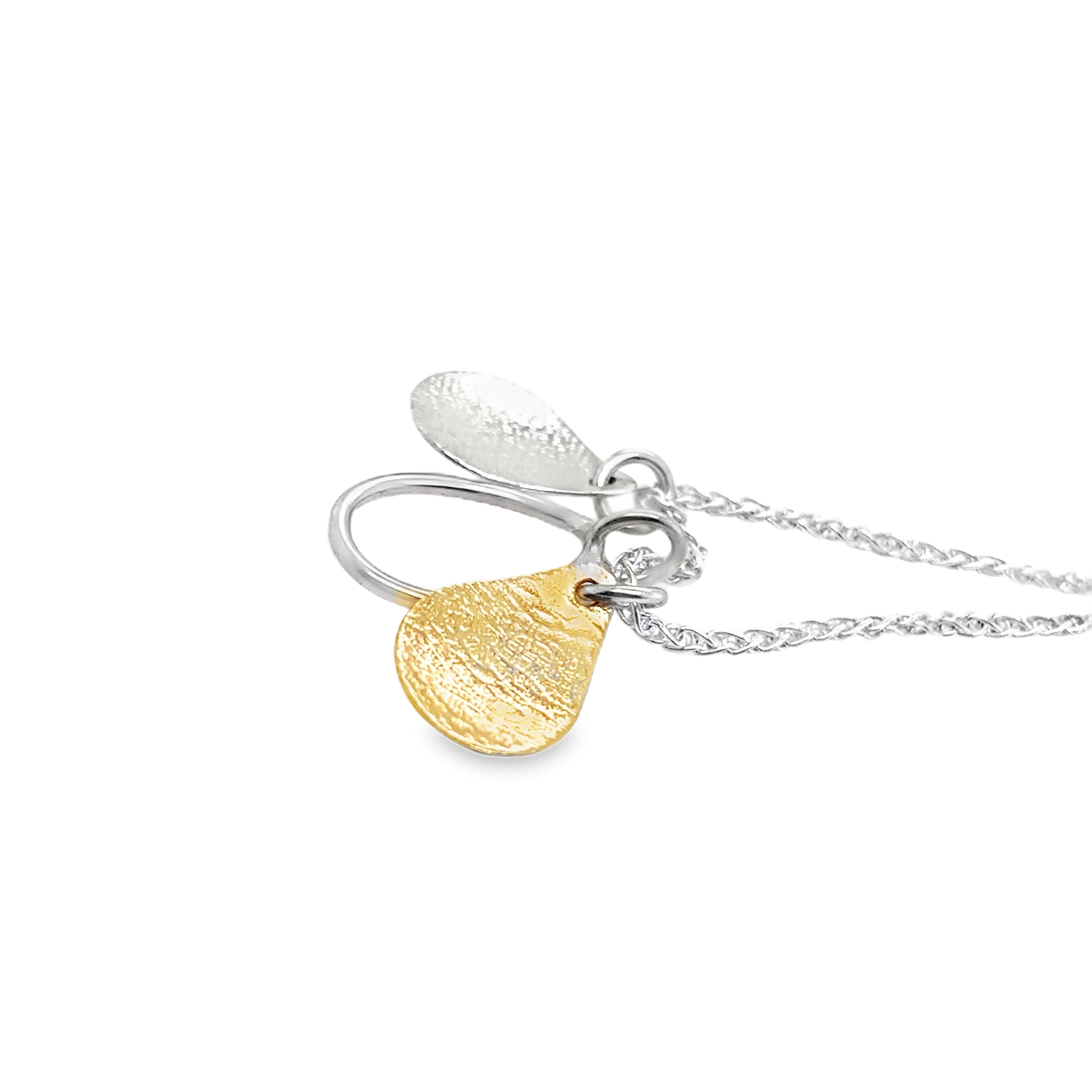 Silver & 14ct gold filled pear shape triple pendant