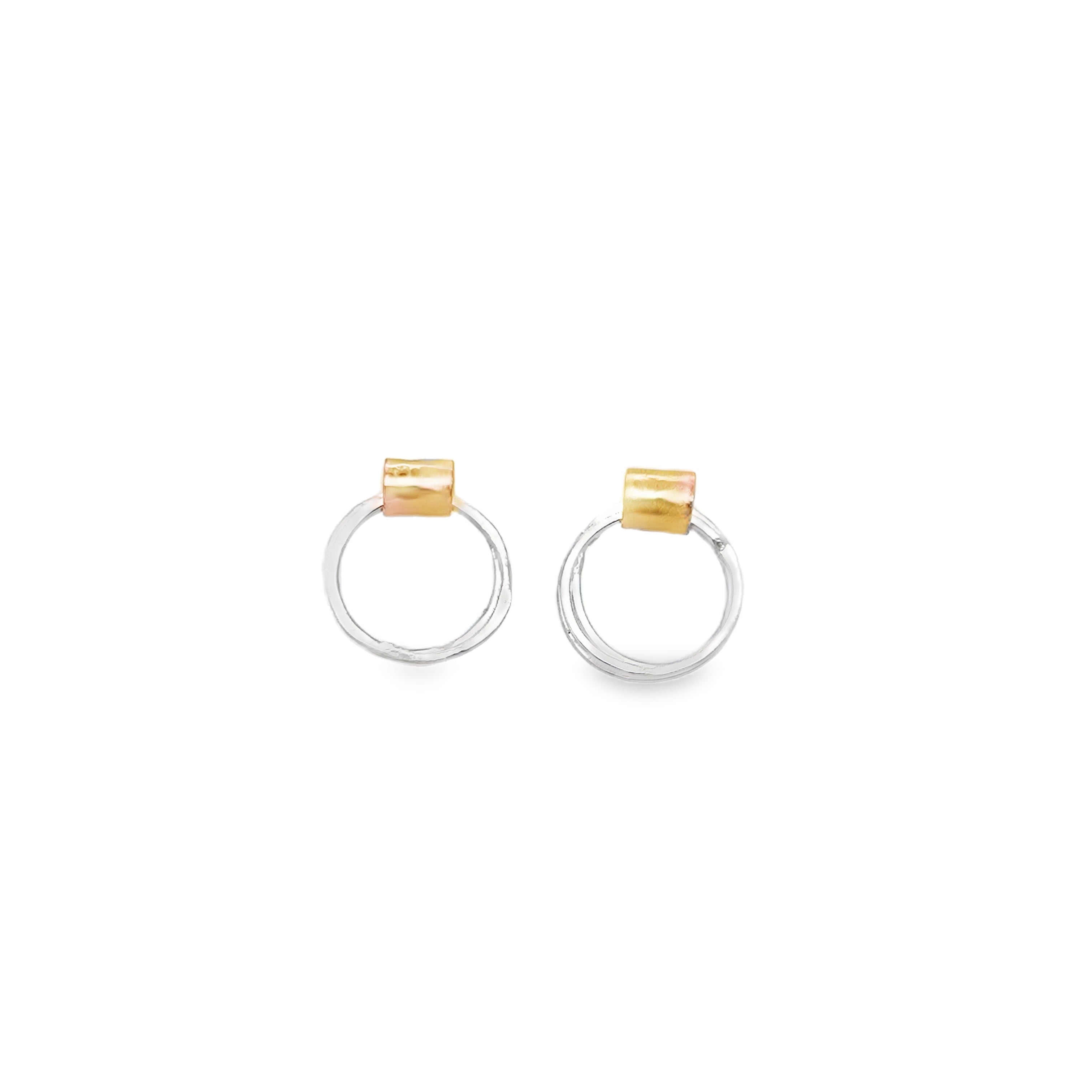 14ct gold filled scroll & silver 3 ring studs