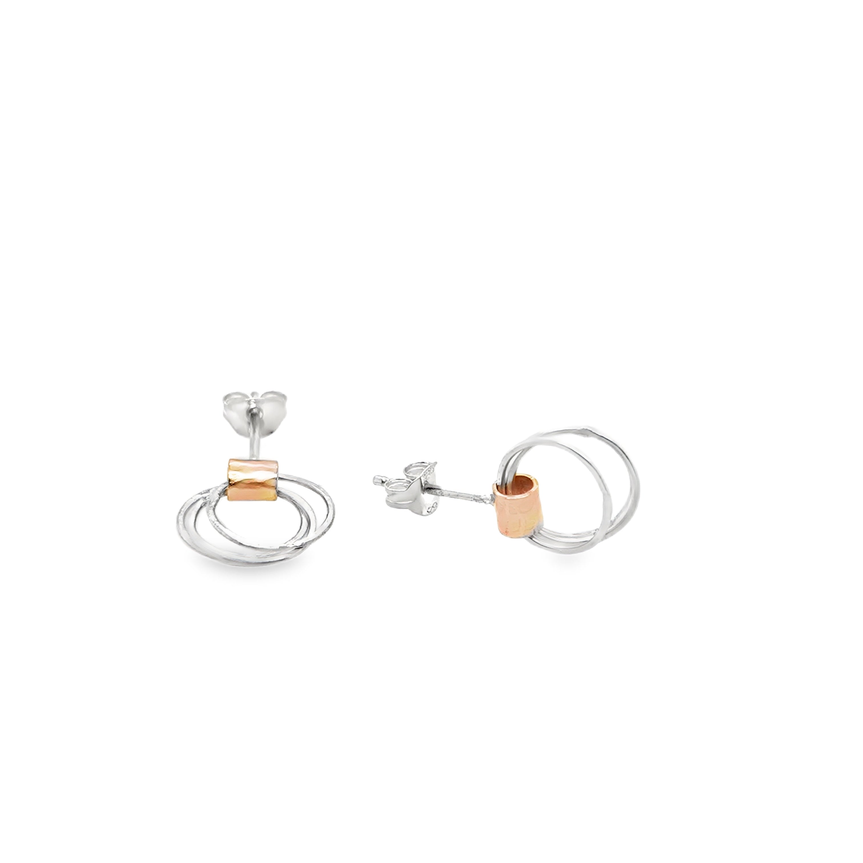 14ct gold filled scroll & silver 3 ring studs