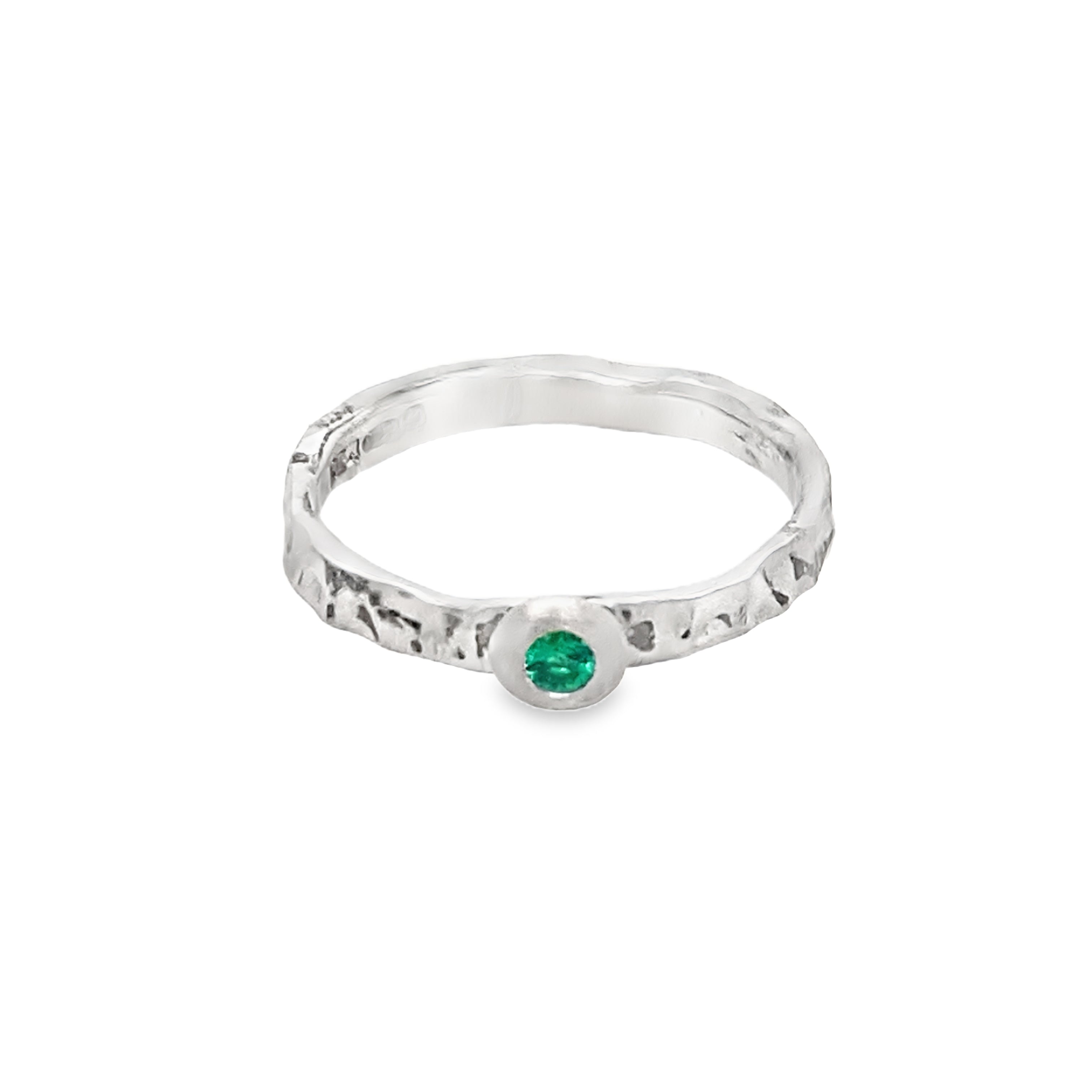 Sterling Silver hammered with turquoise Gem stone Ring