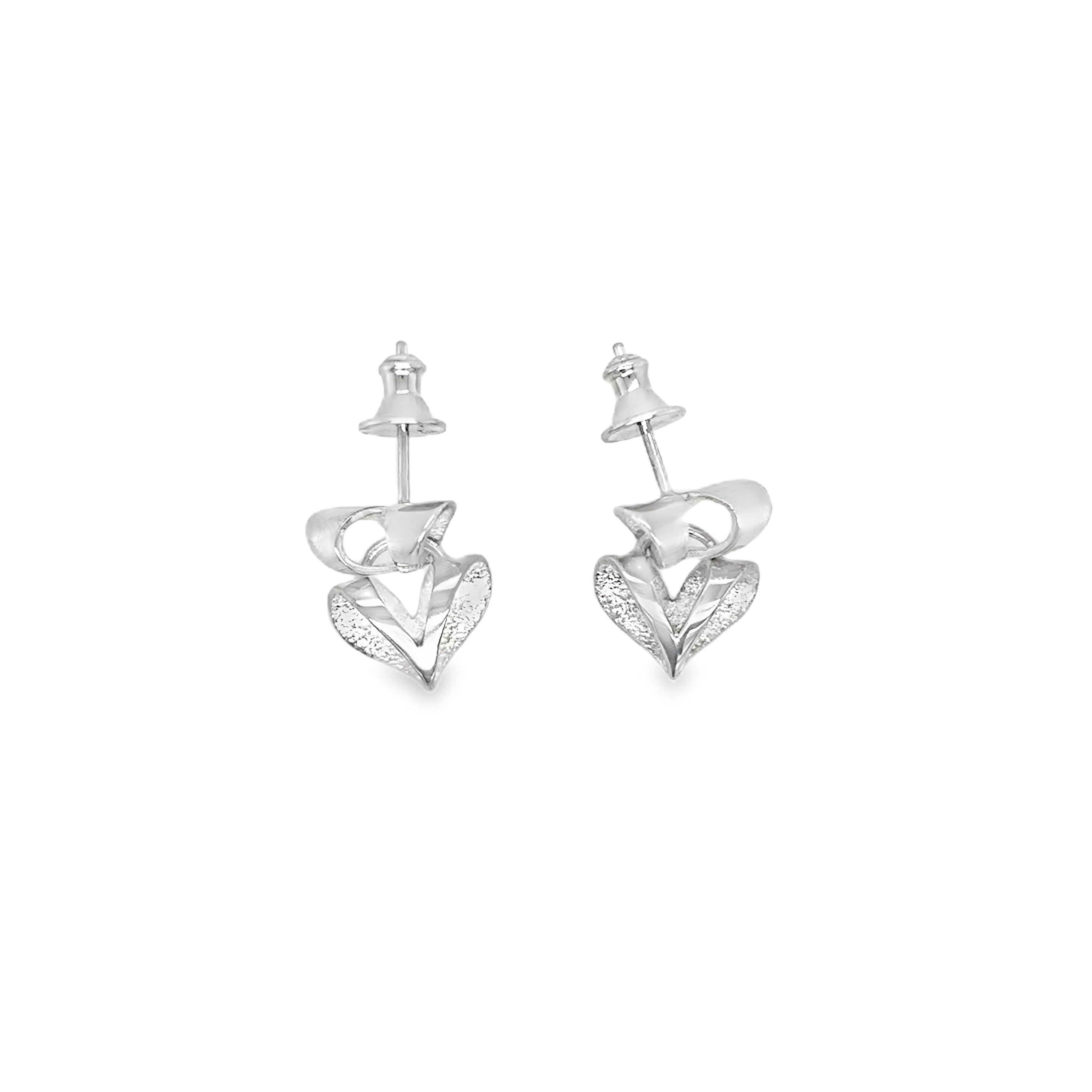 Small heart link stud earrings