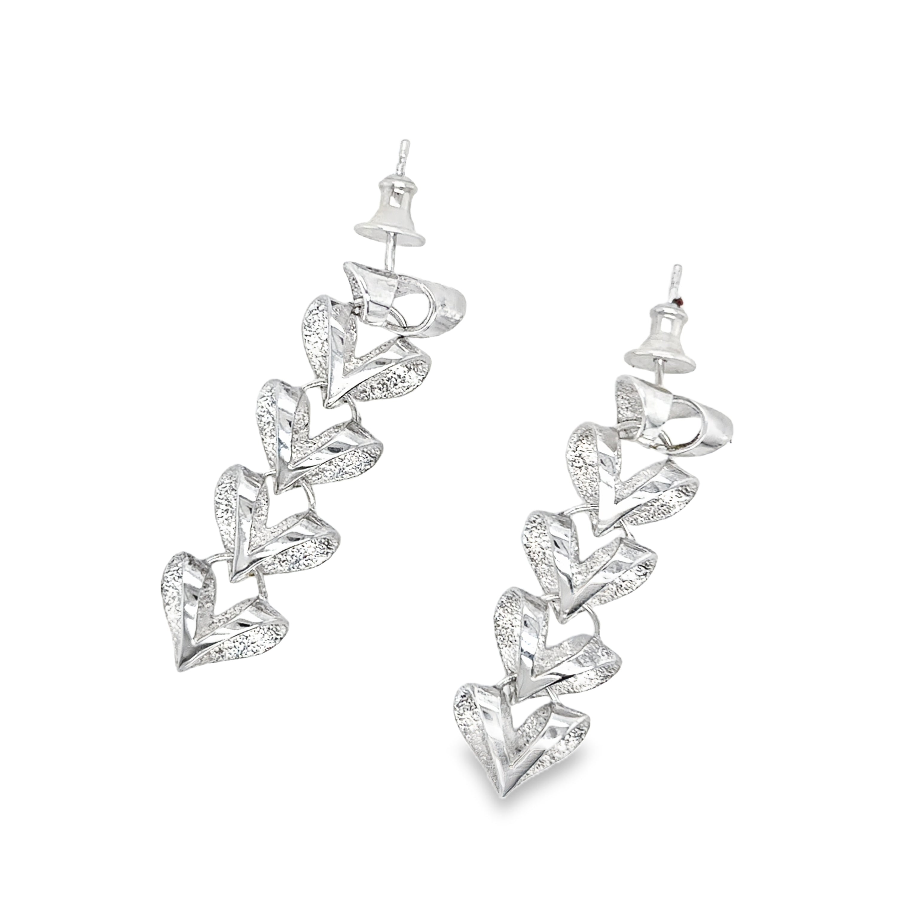 5 small heart link stud earrings