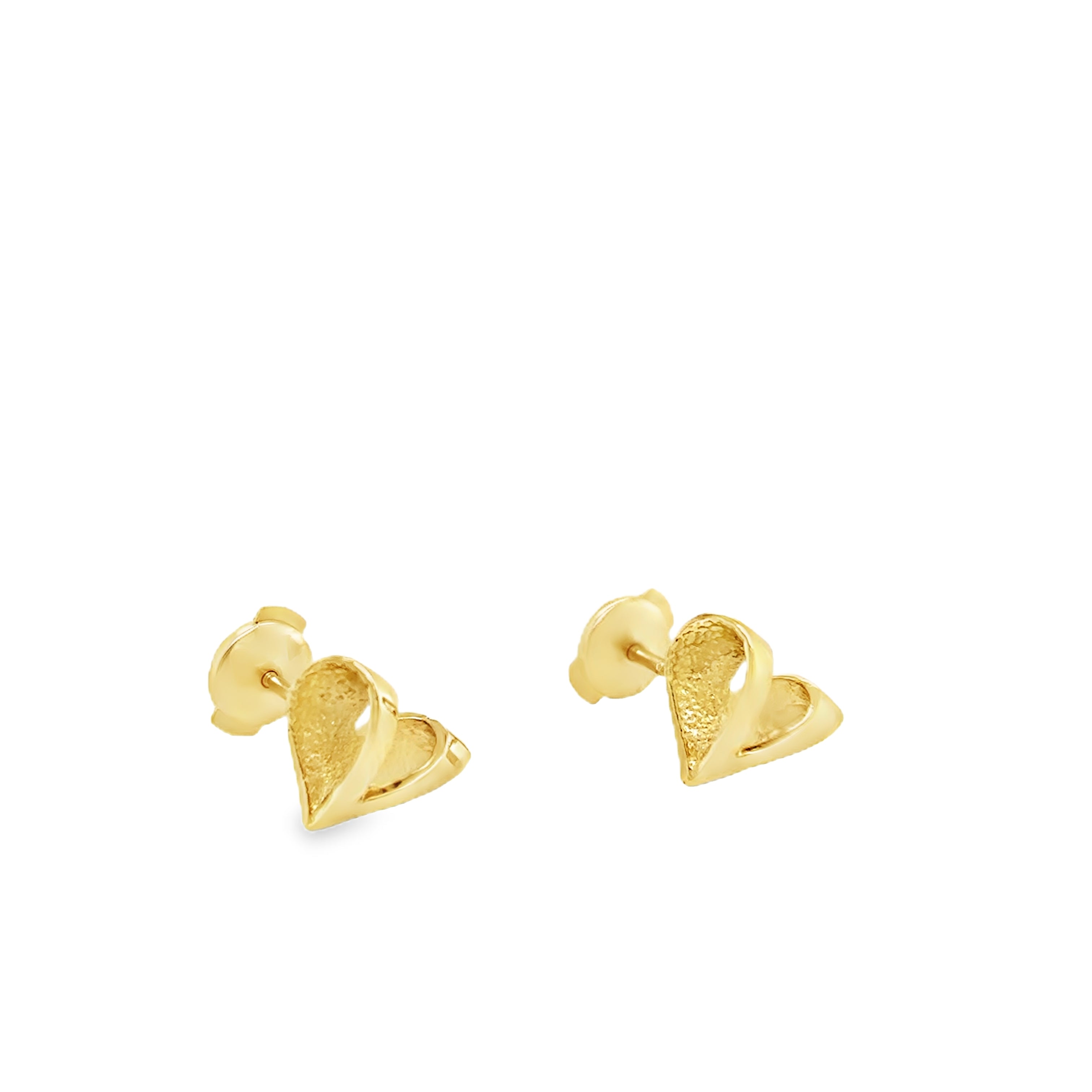 Small Yellow Gold heart stud earrings