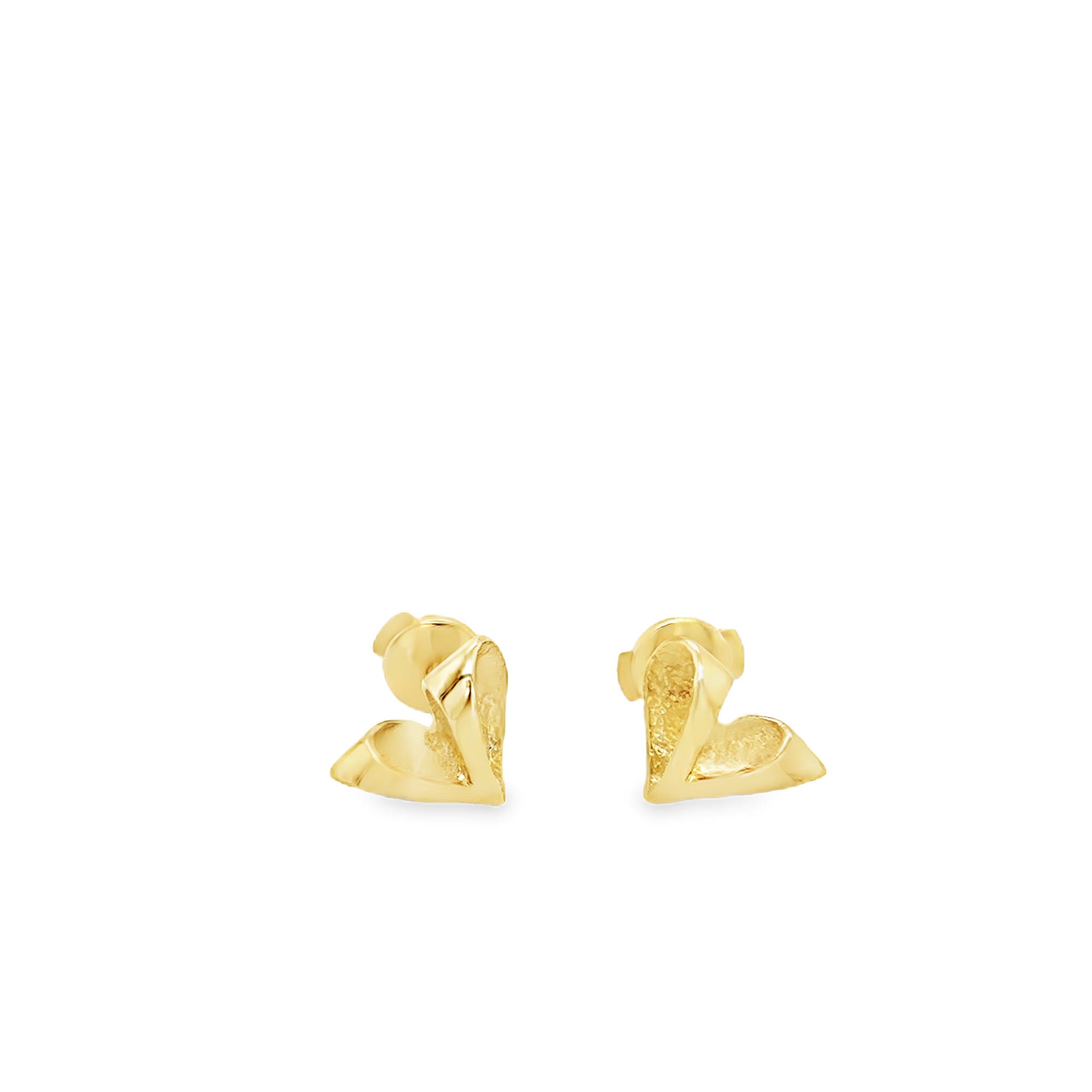 Small Yellow Gold heart stud earrings