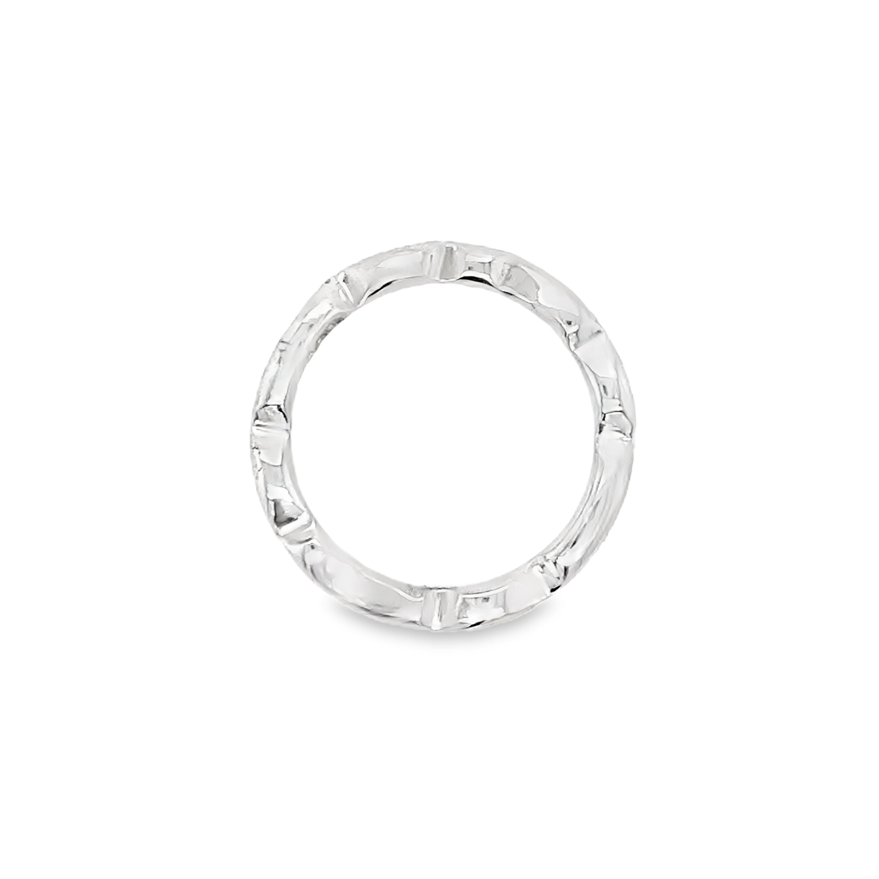 Textured six wave silver ring