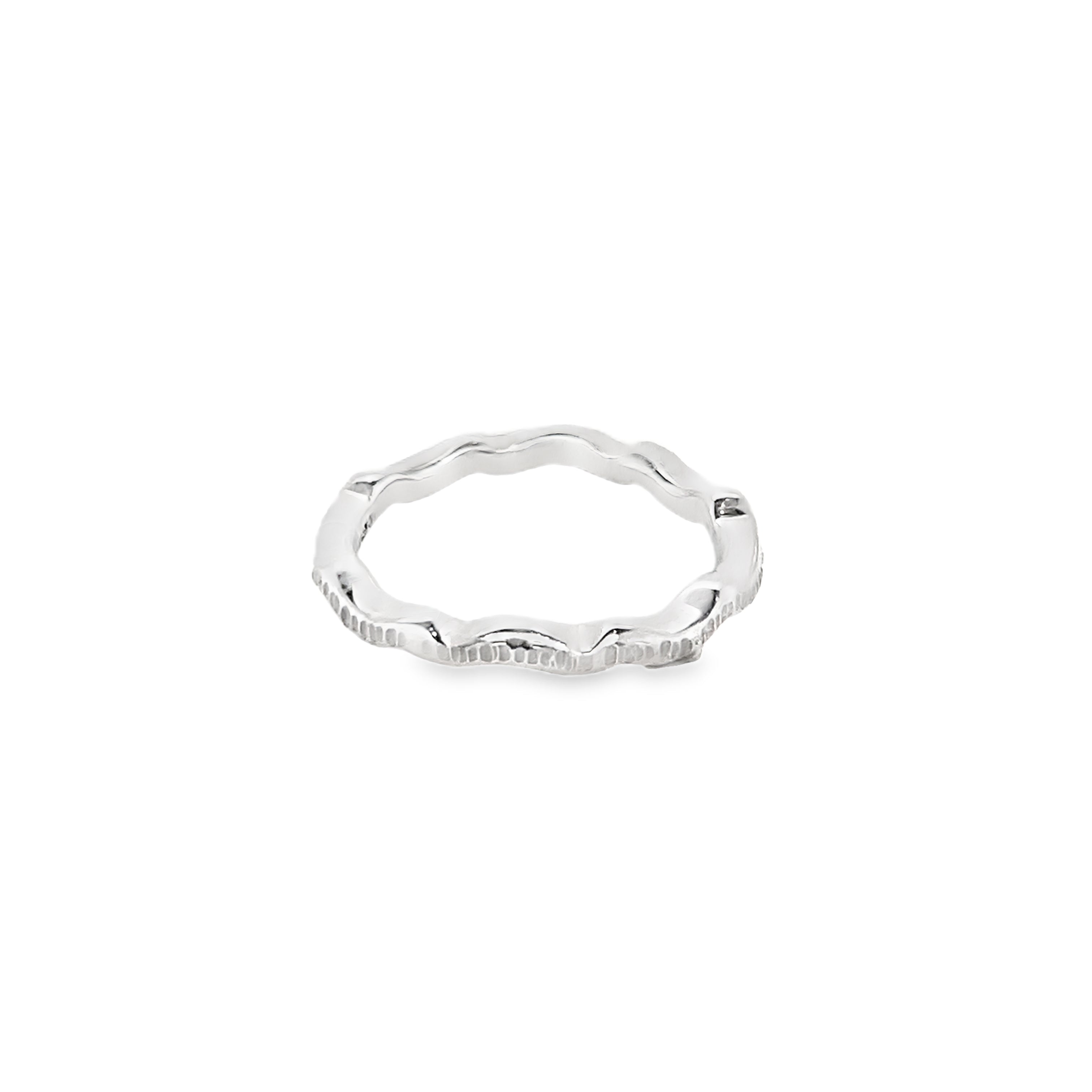 Textured six wave silver ring