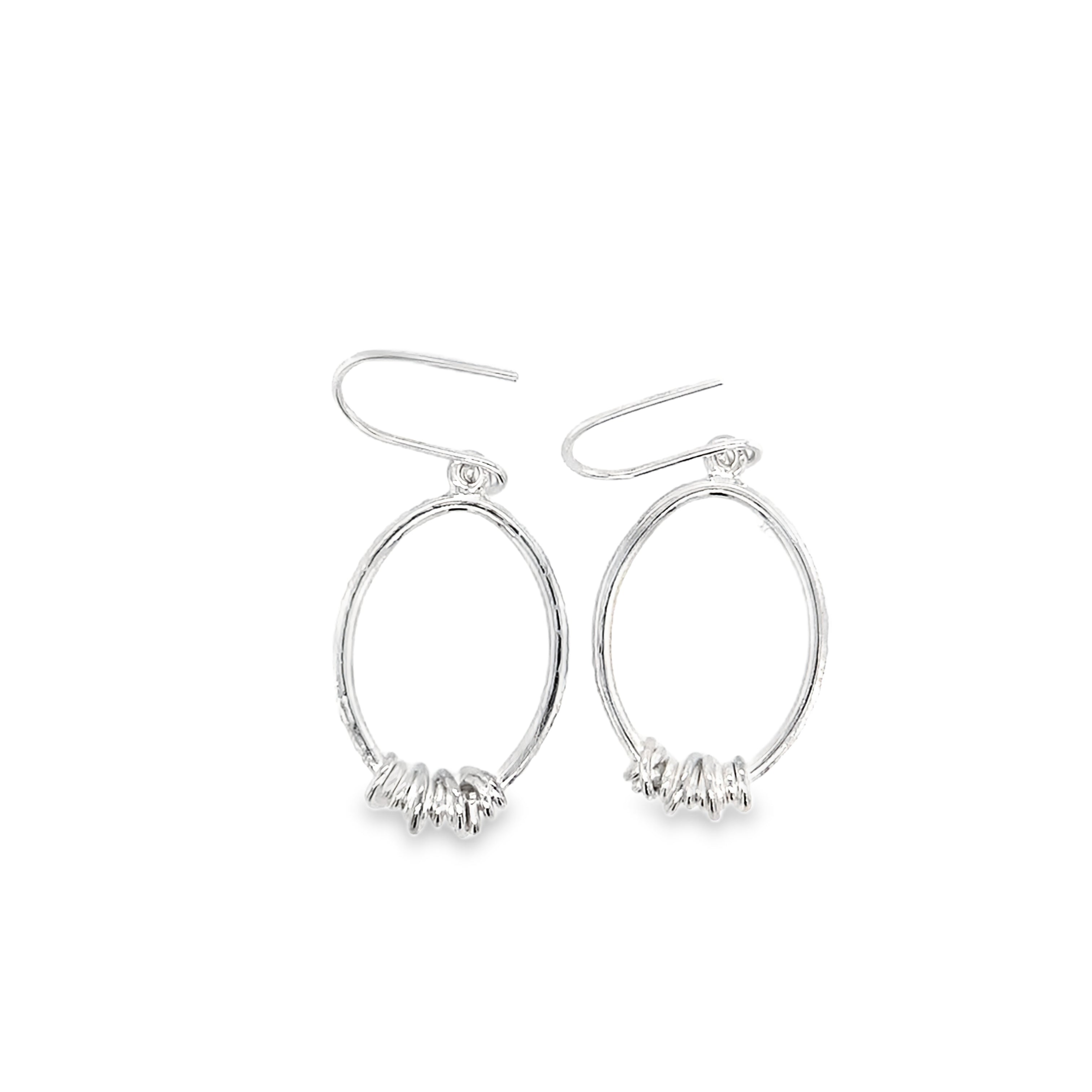 Textured oval bottom wrap silver drops