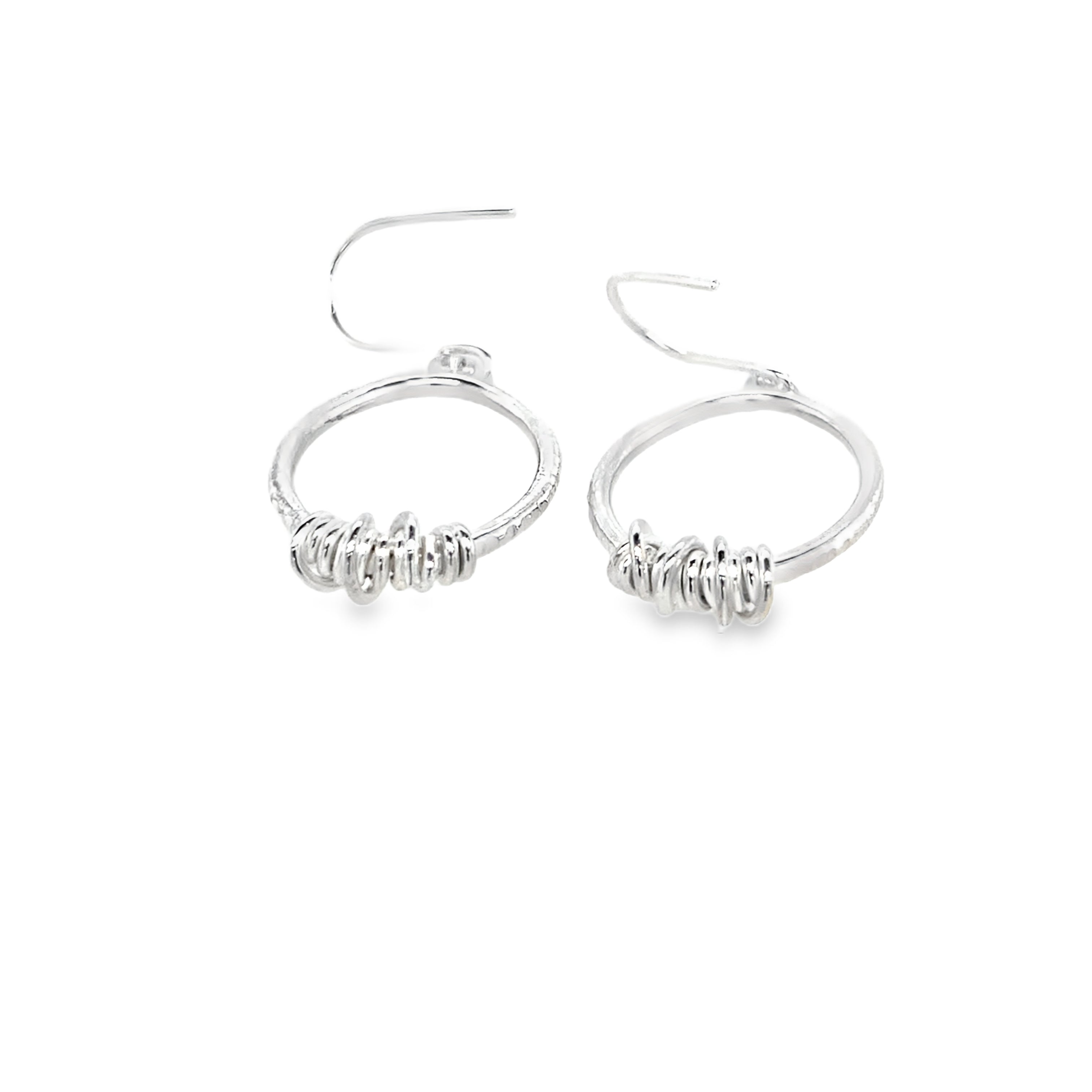 Textured oval bottom wrap silver drops