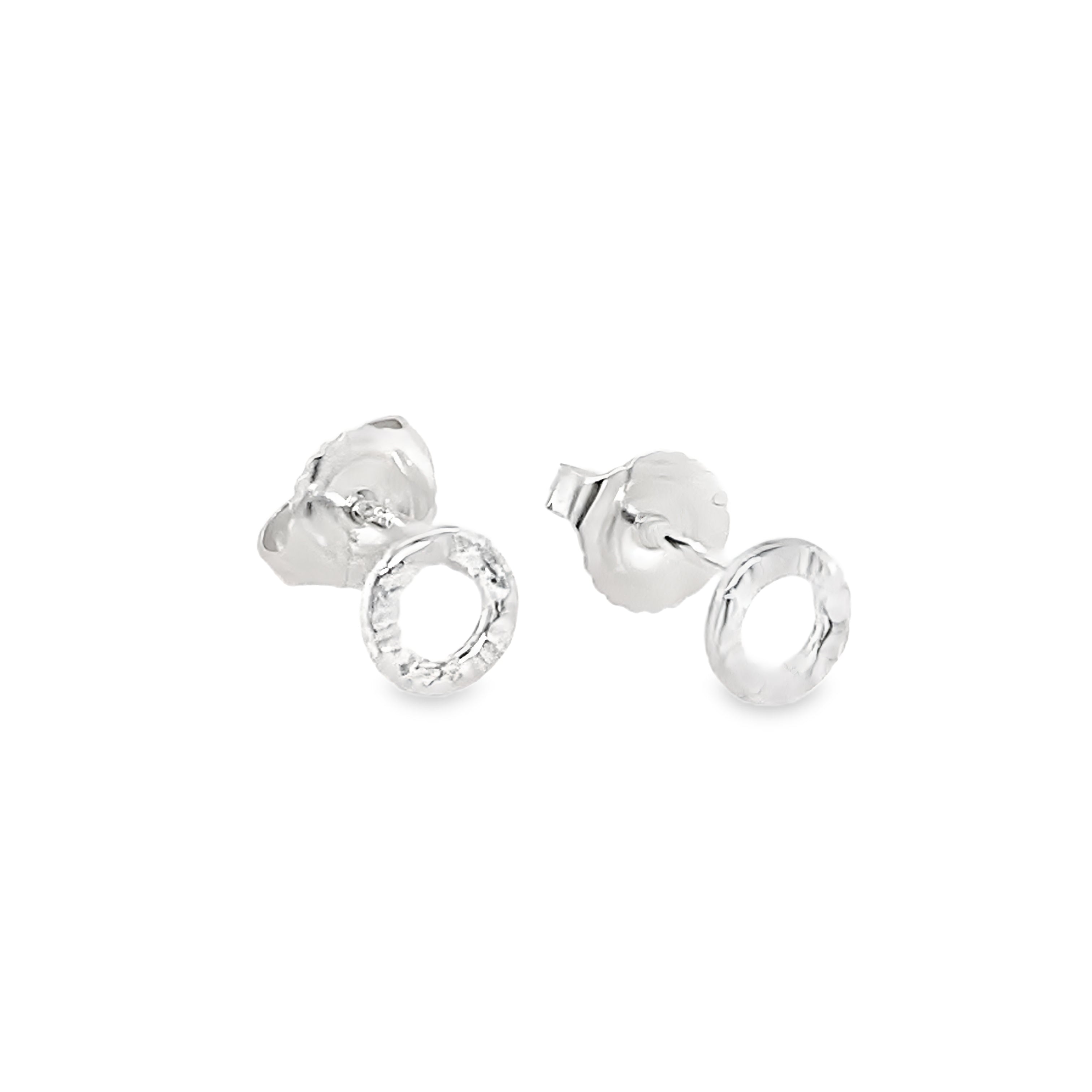 Textured tiny ring silver studs