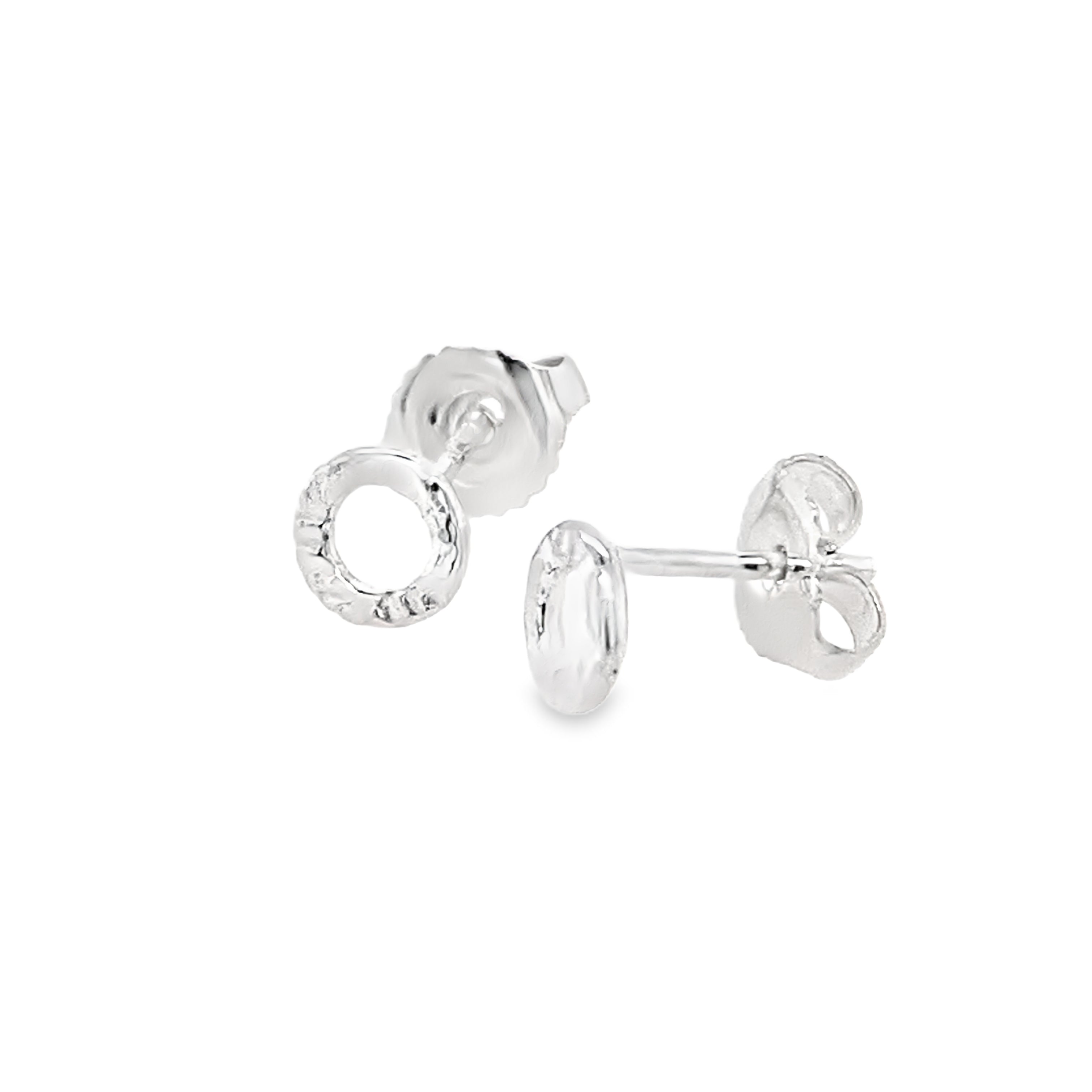 Textured tiny ring silver studs