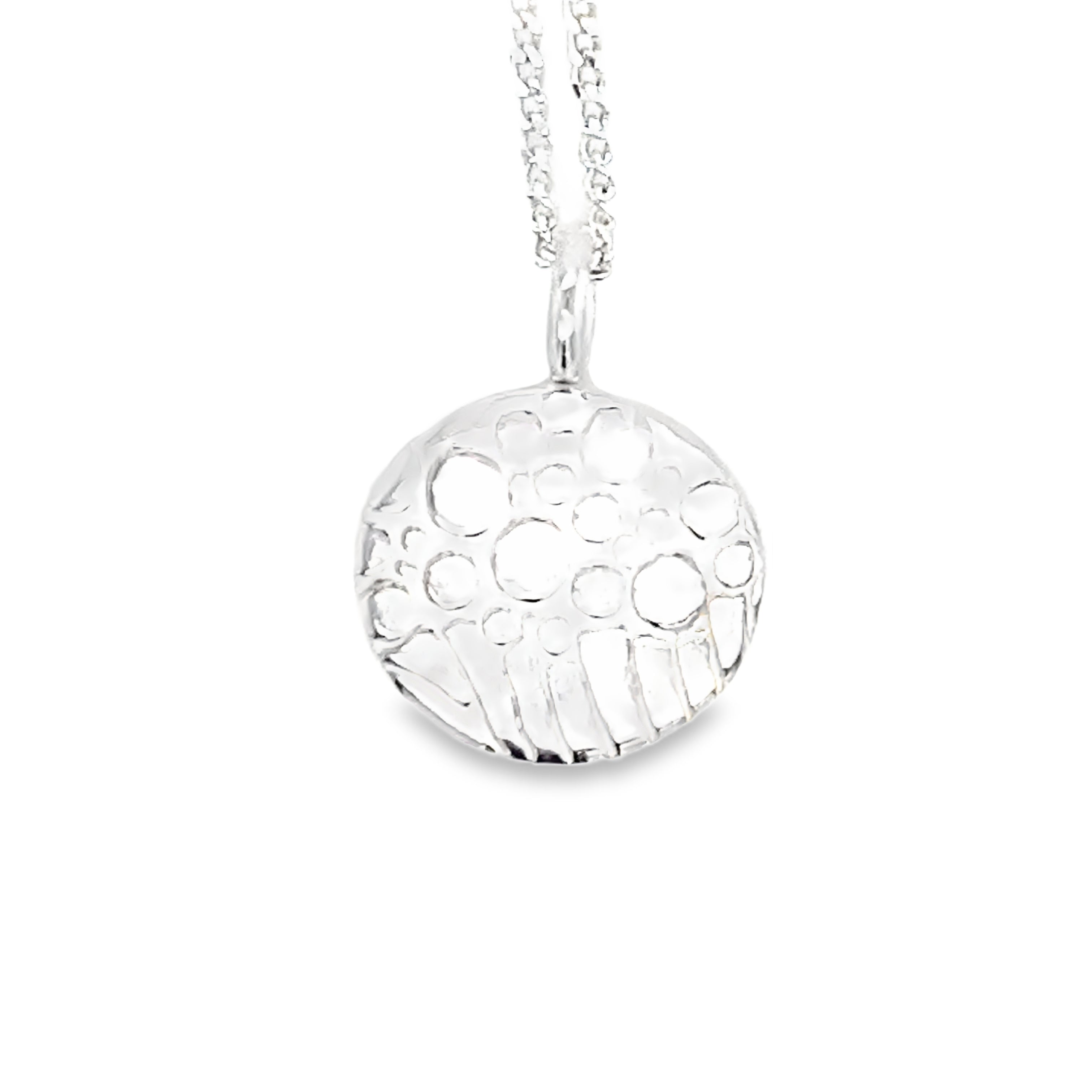 Bubbles and lines small round silver Necklace