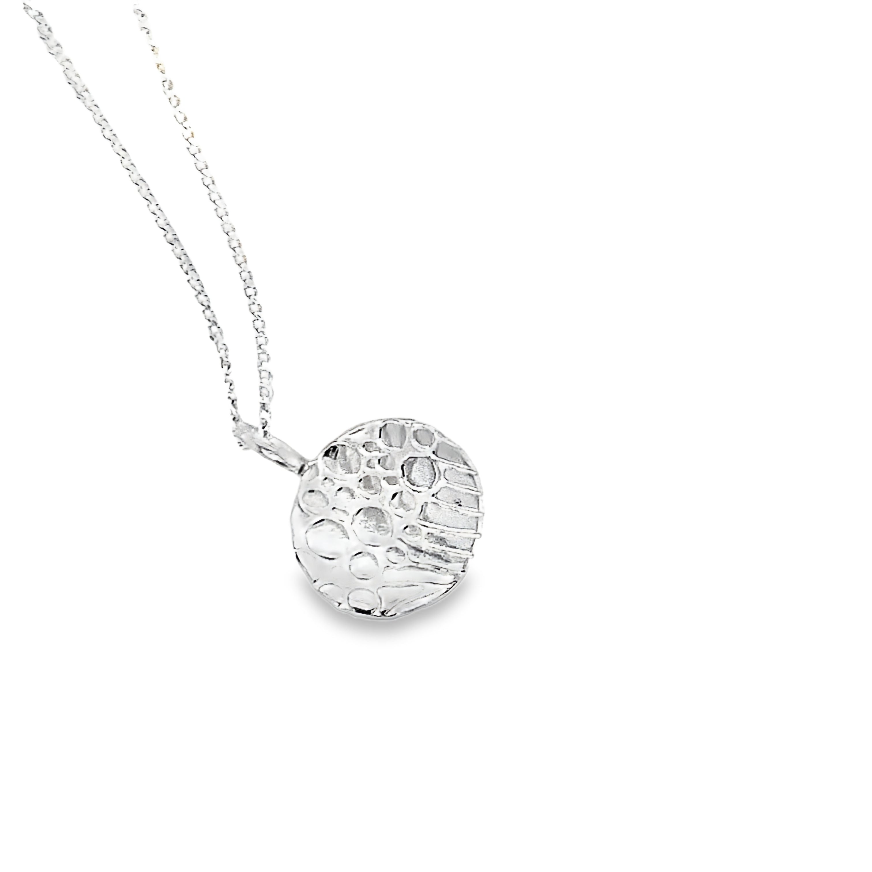 Bubbles and lines small round silver Necklace