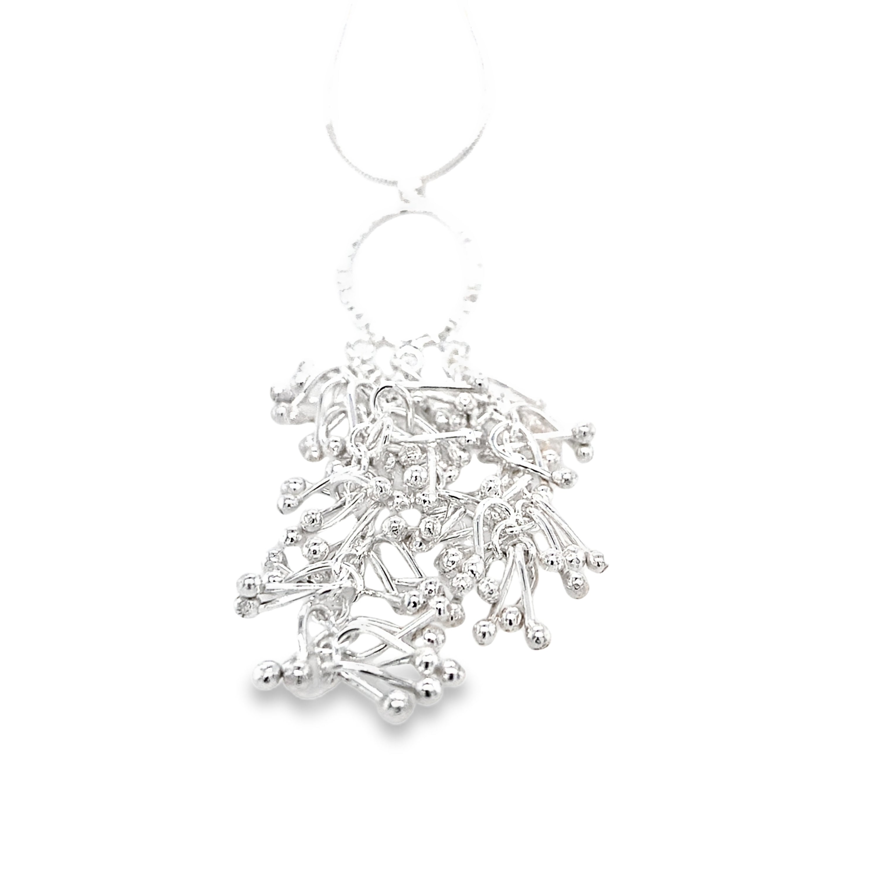 Droplets twist textured oval three drops silver Necklace