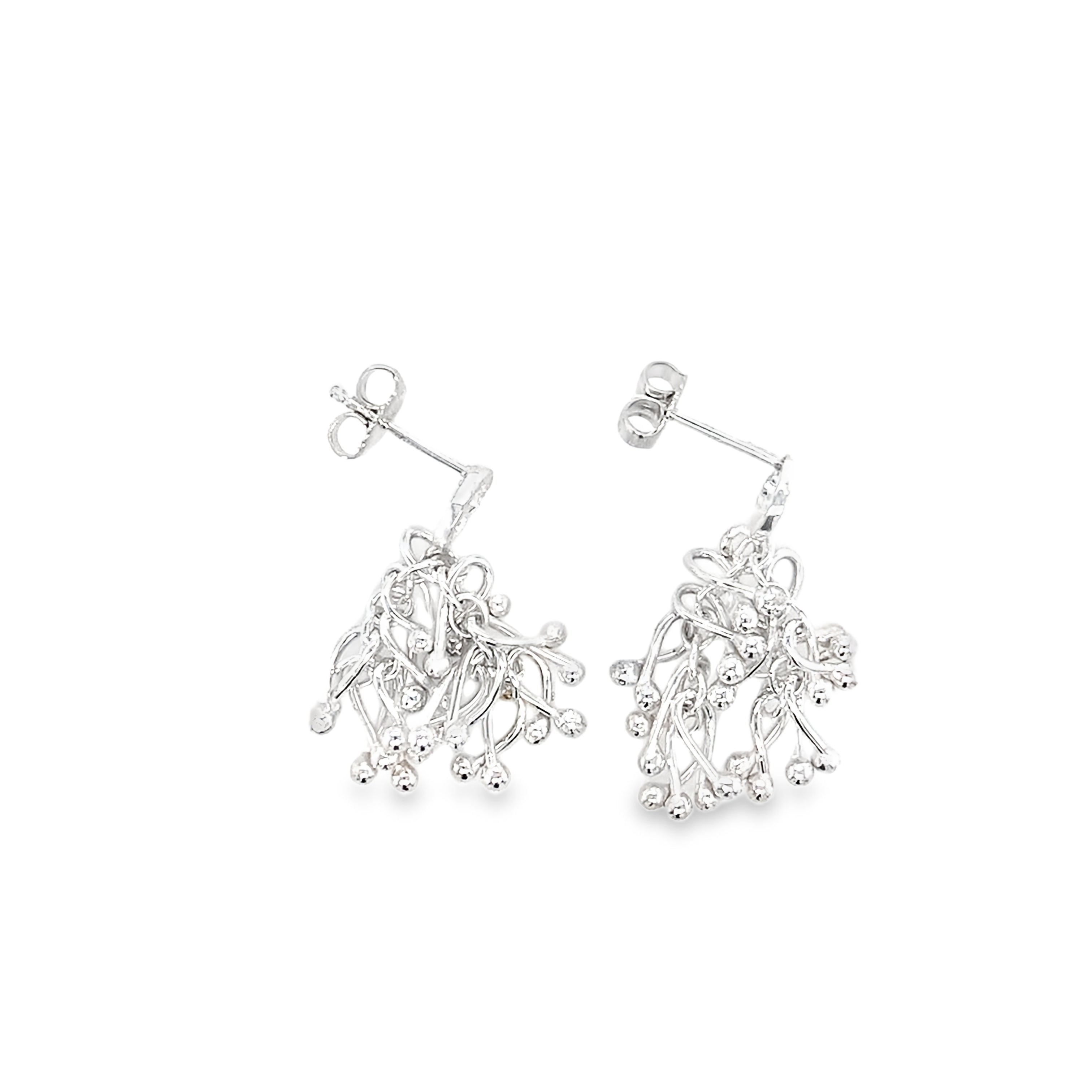 Droplets Twist ring top five double silver drops