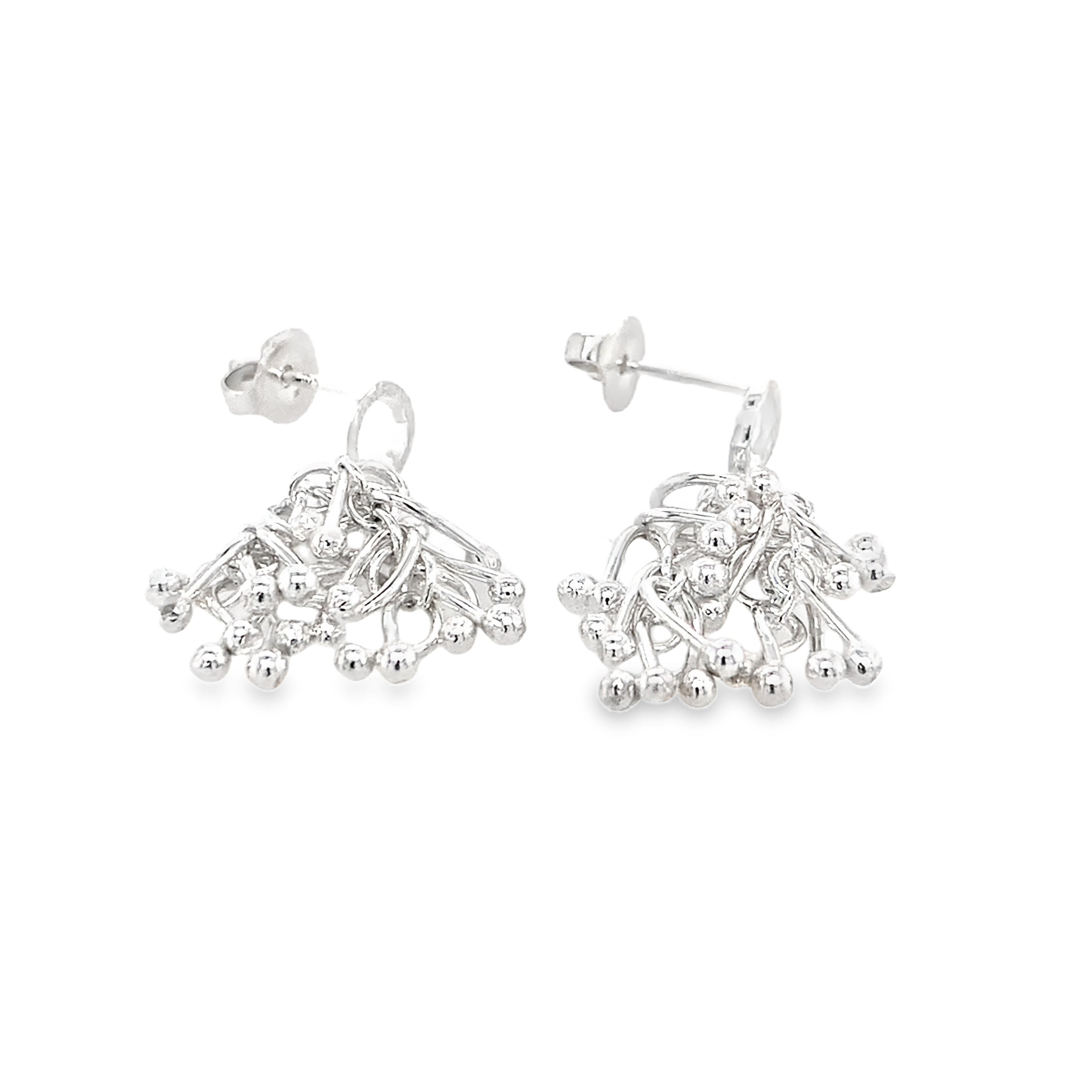 Droplets Twist ring top five double silver drops