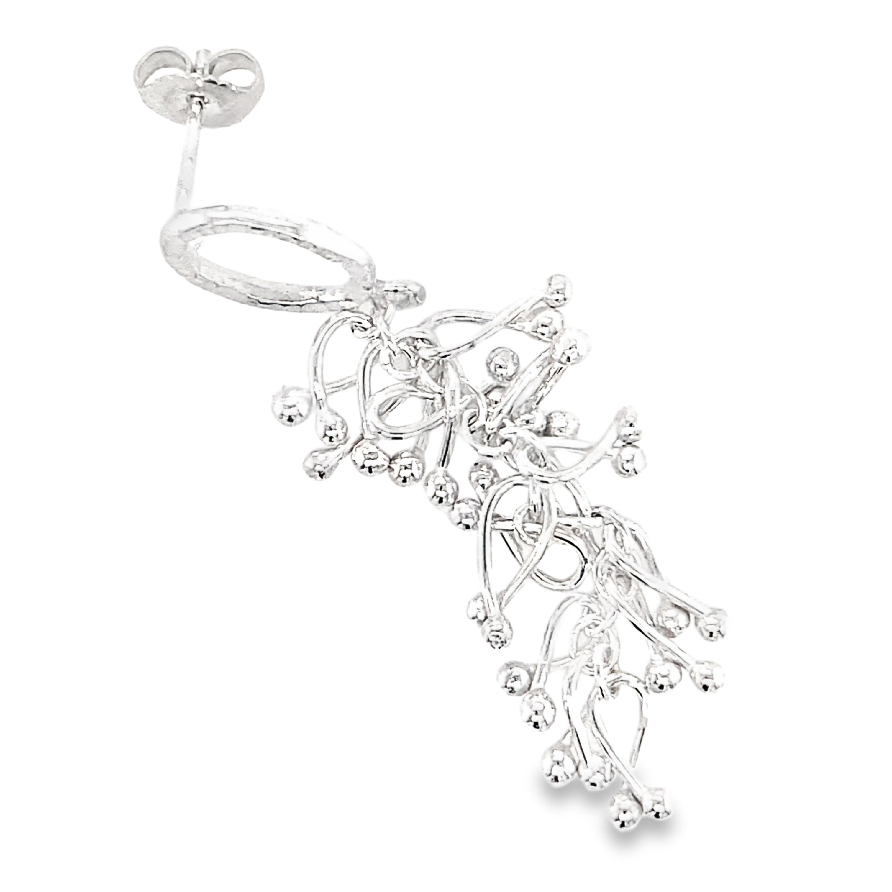 Droplets Twist textured oval top fifteen silver earrings