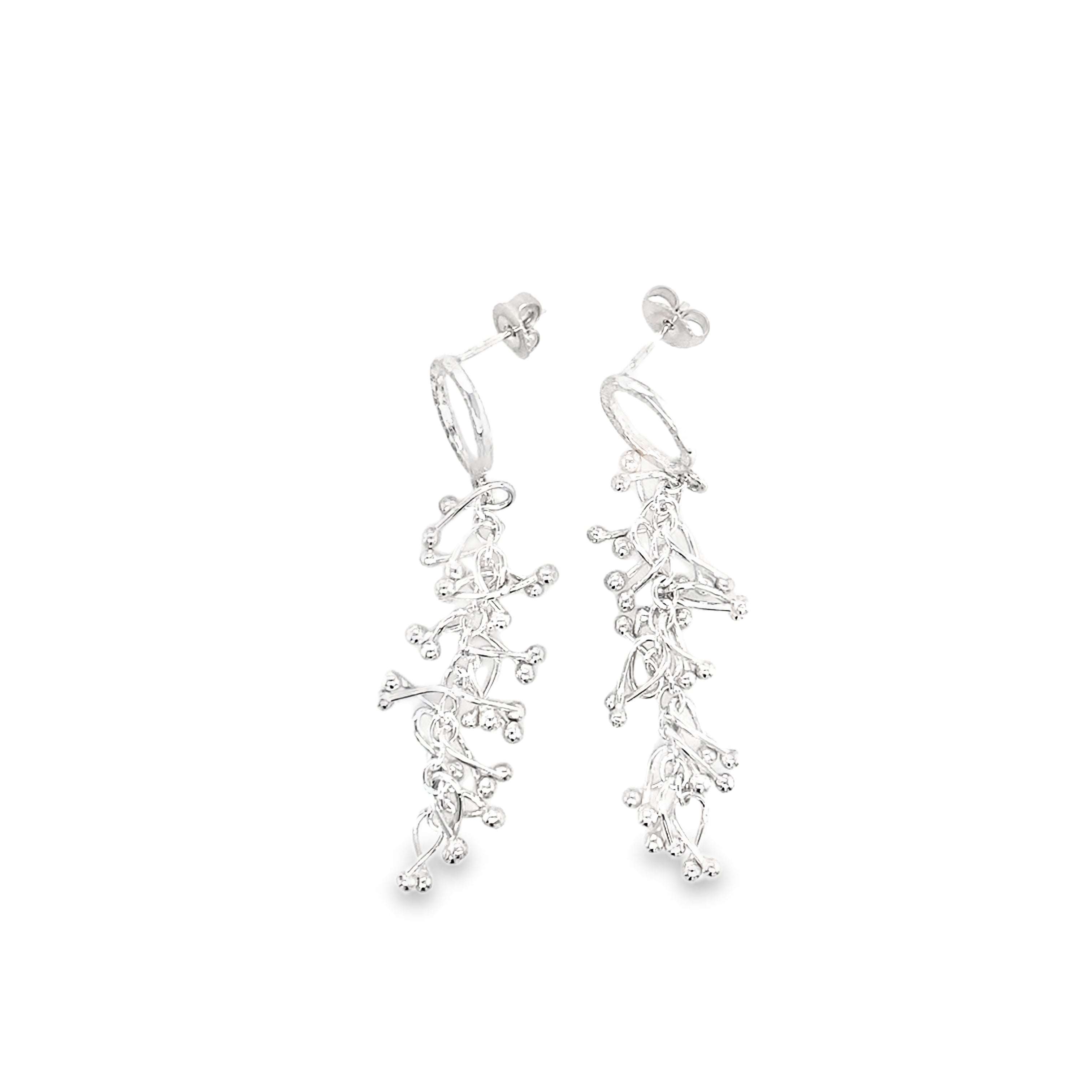 Droplets Twist textured oval top fifteen silver earrings