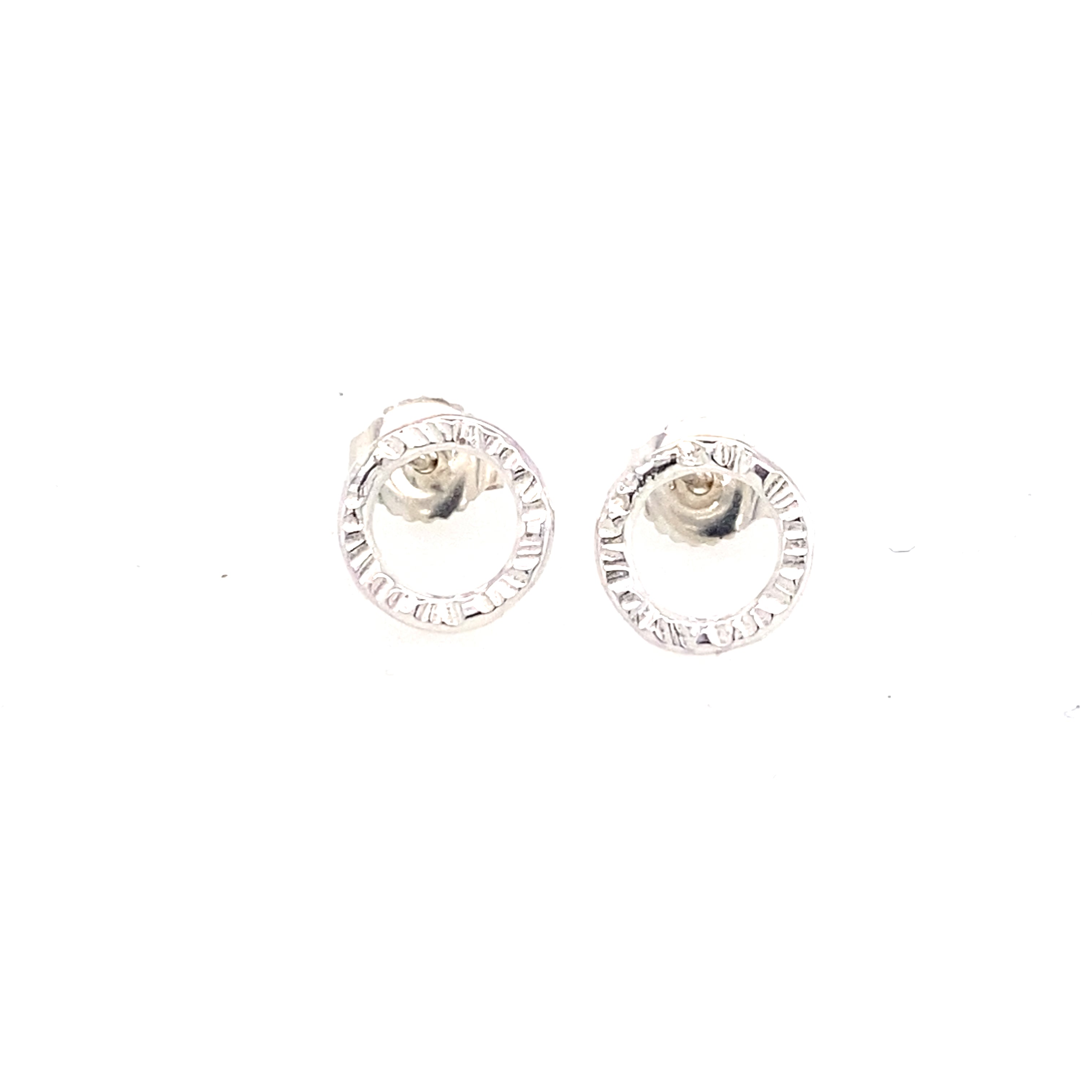 Textured round ring silver studs