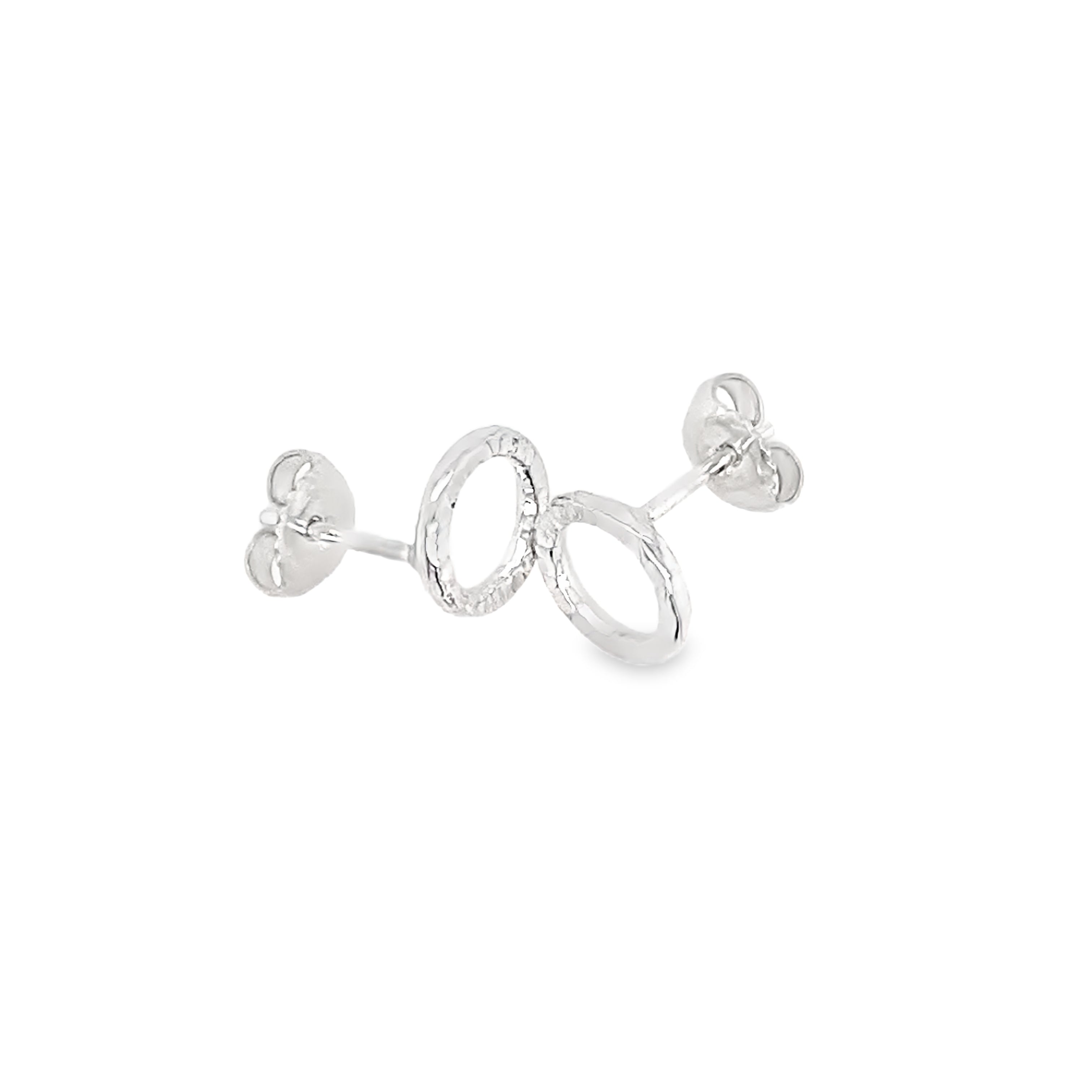 Textured round ring silver studs