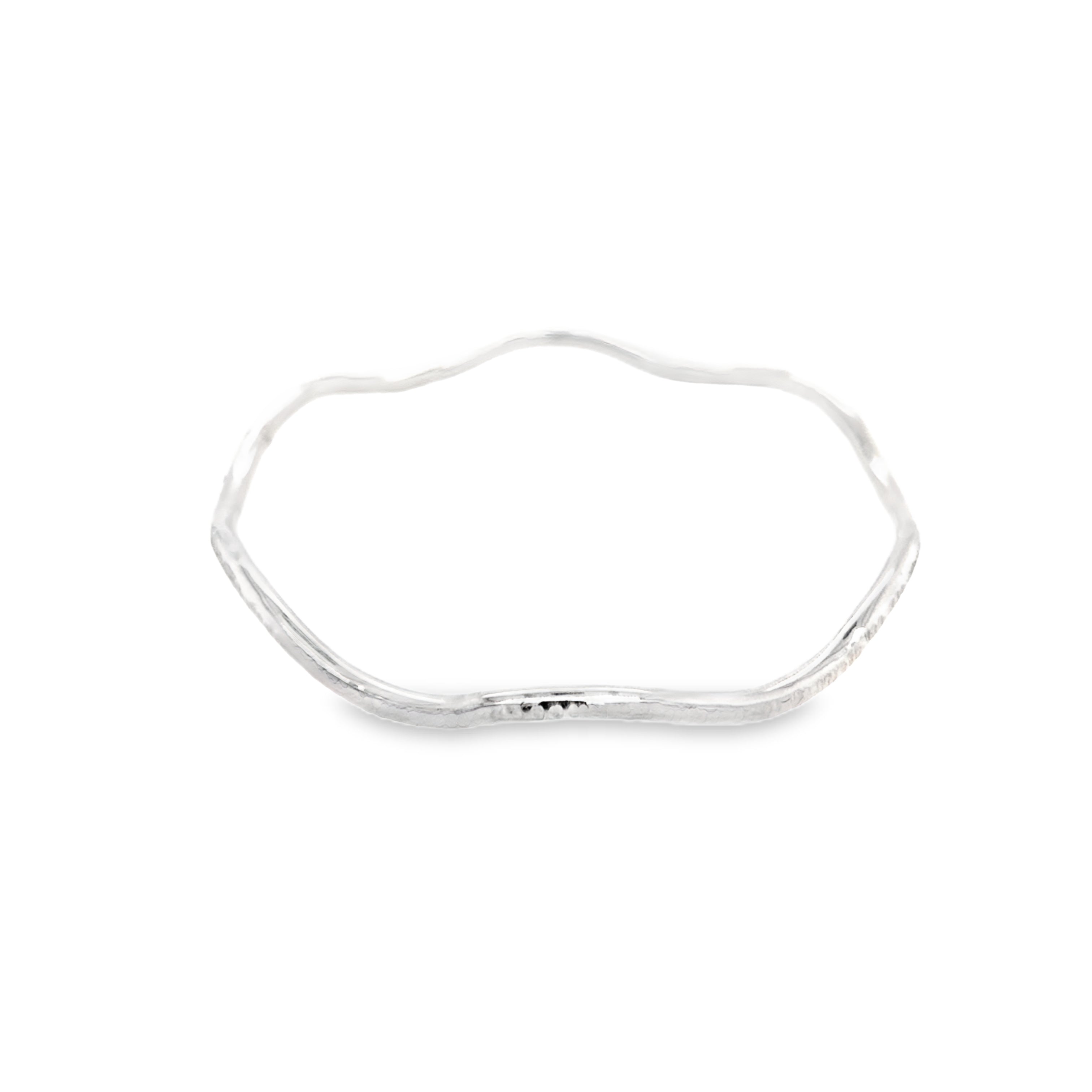 Textured wave silver bangle